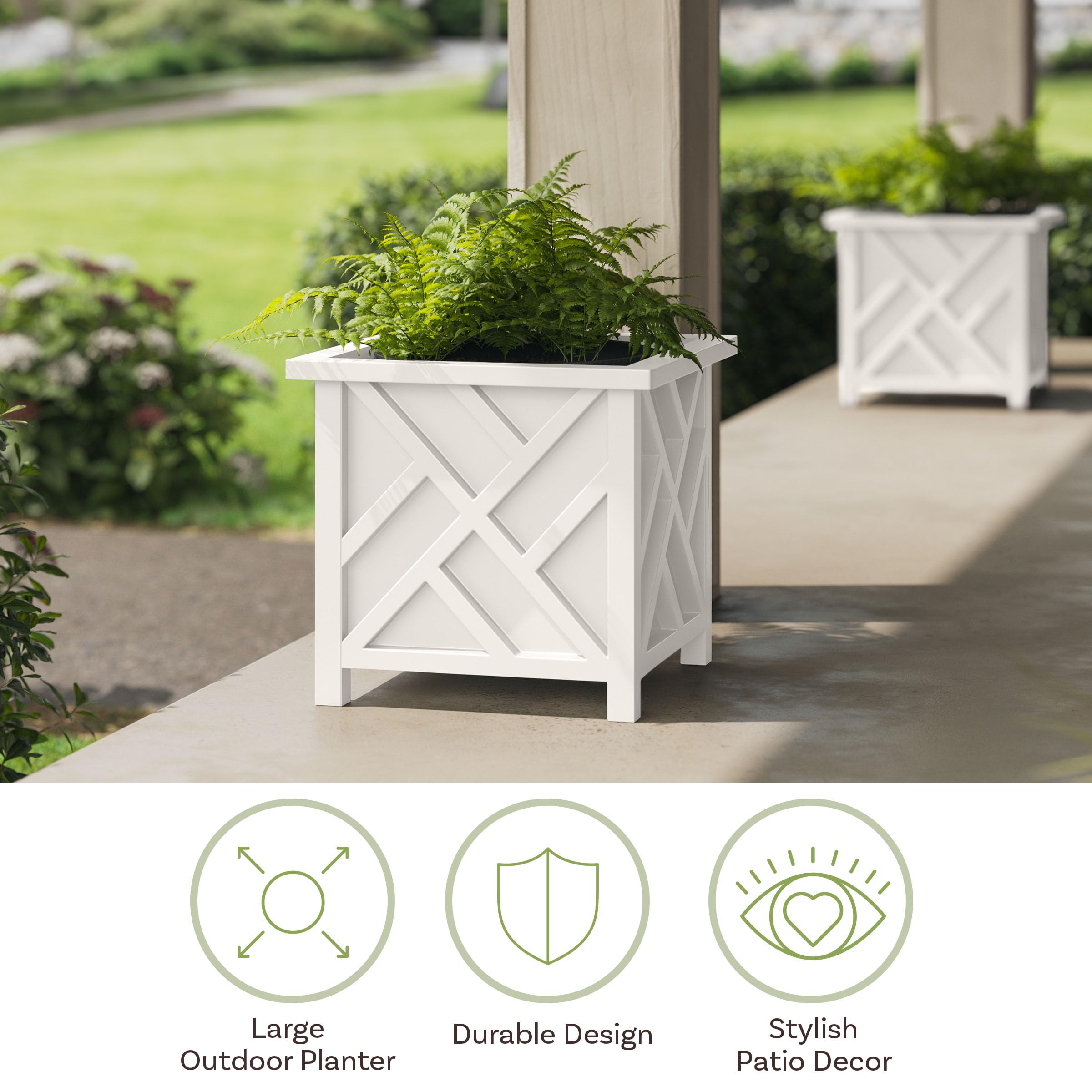 Pure Garden planter next to a ruler showing 15.5 inch scale and fit