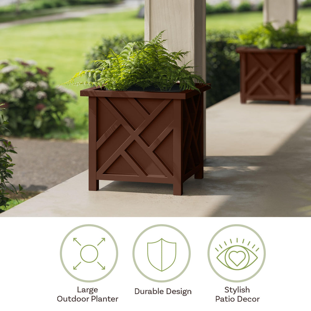 Pure Garden planter beside a chair displaying size and scale for placement
