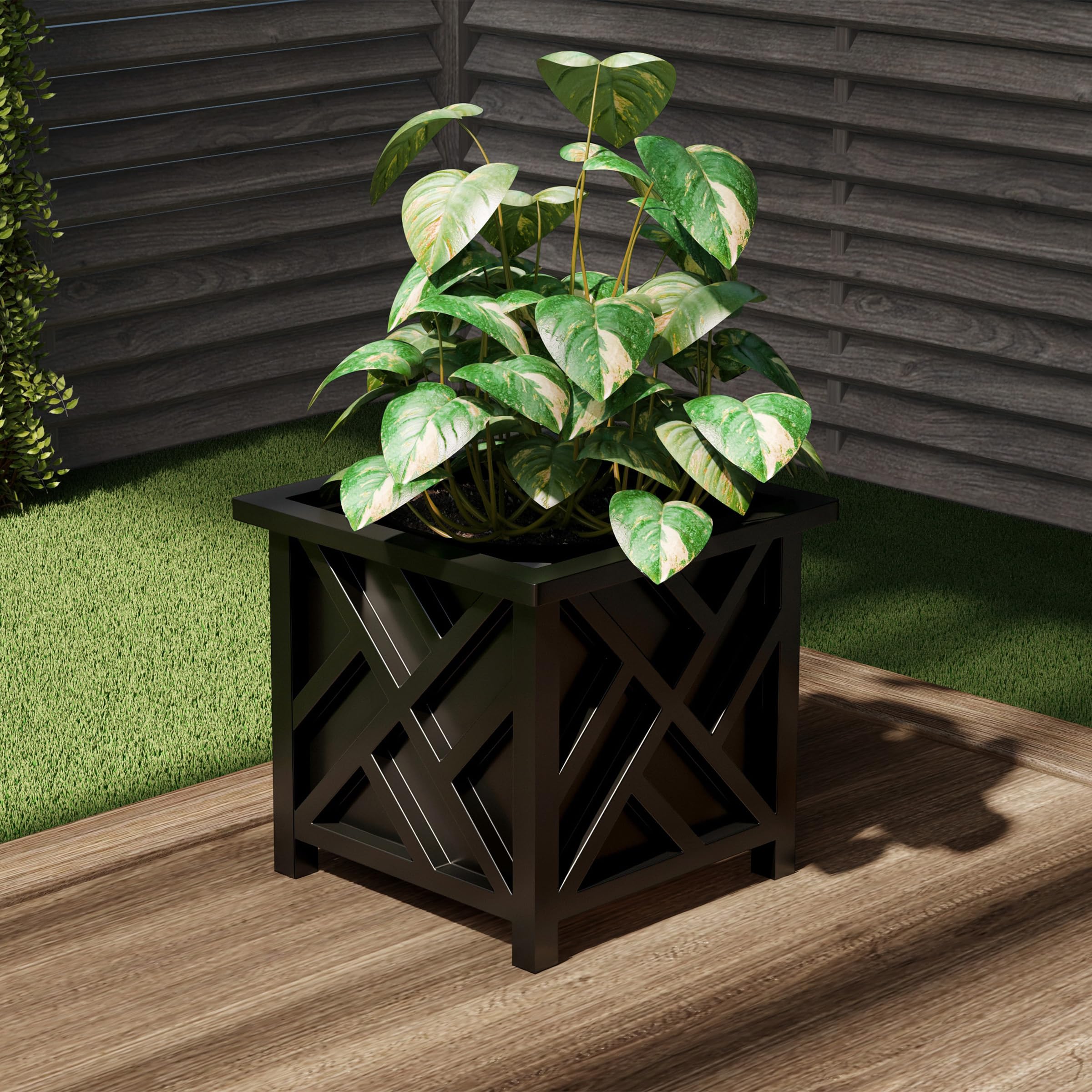 Pure Garden planter outdoors resisting sun and rain to demonstrate weather resistance