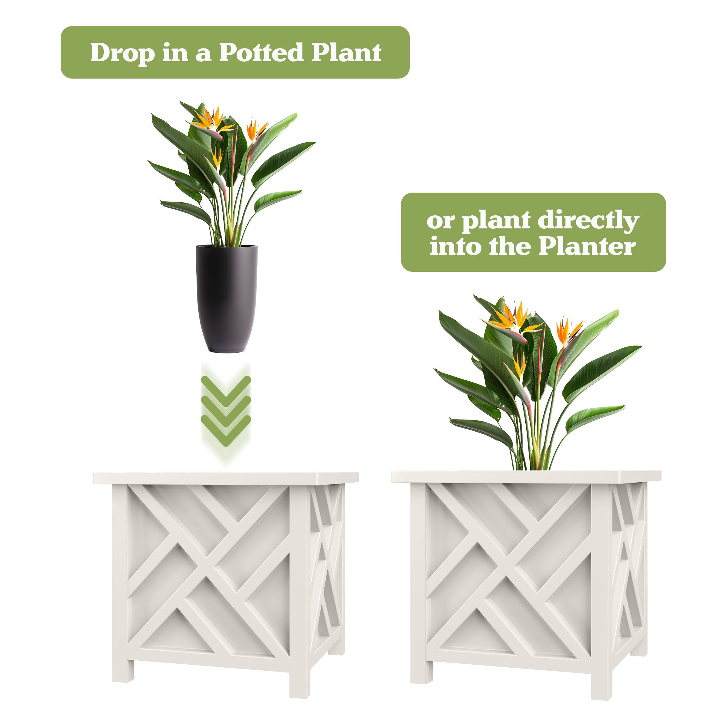 Pure Garden planter holding a nursery pot illustrating quick plant placement