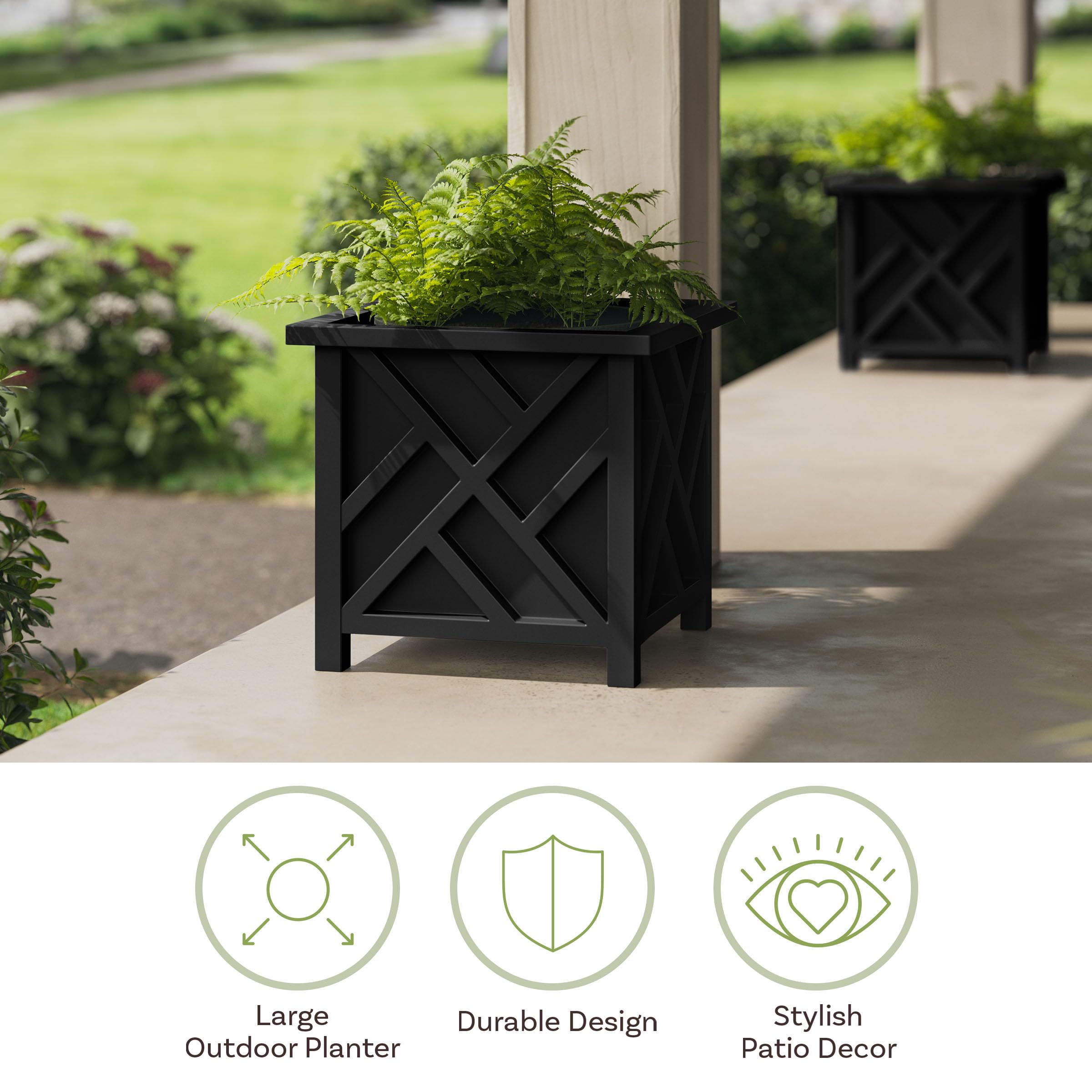 Pure Garden planter holding a potted plant showing decorative cover function