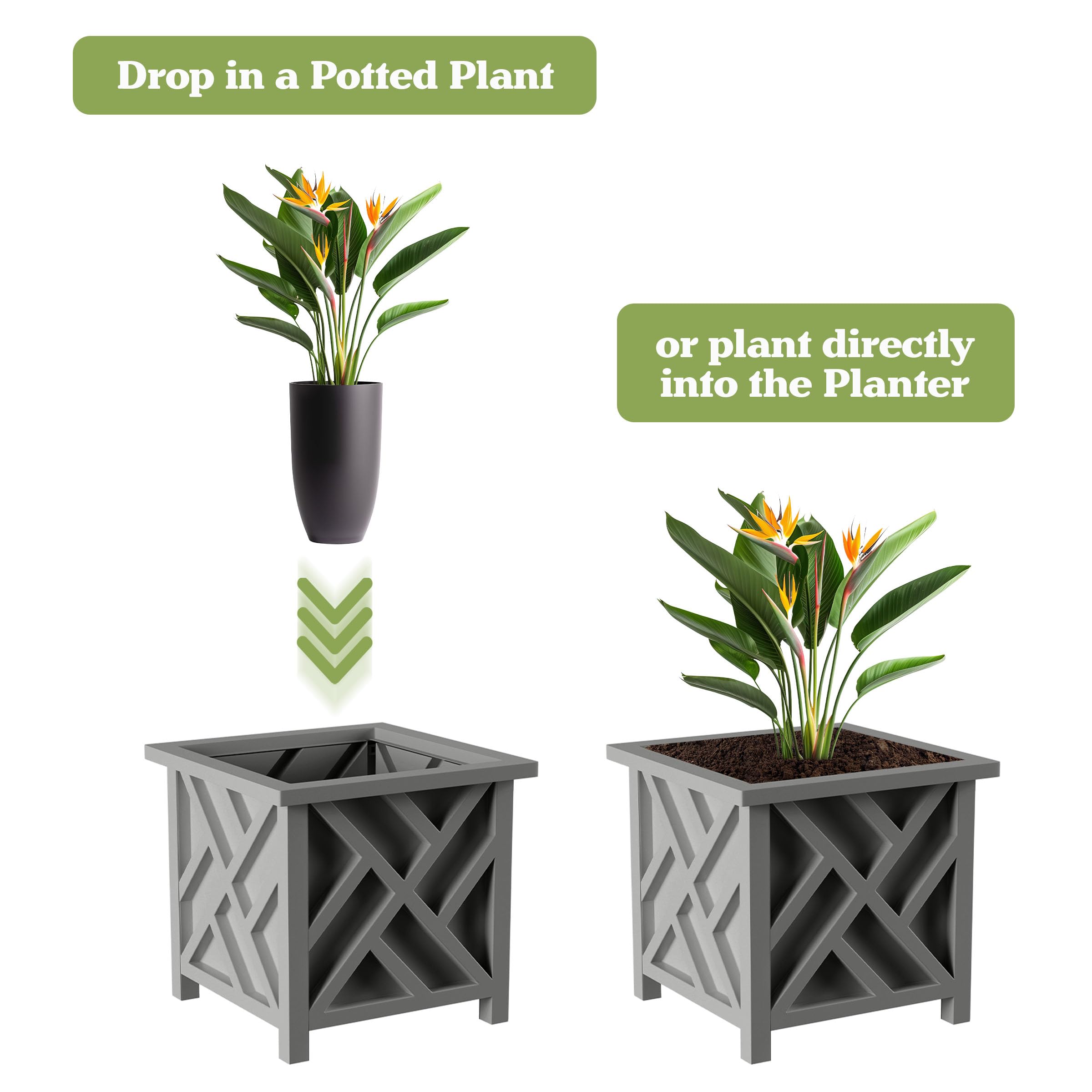 Pure Garden open bottom and insert displayed for better drainage