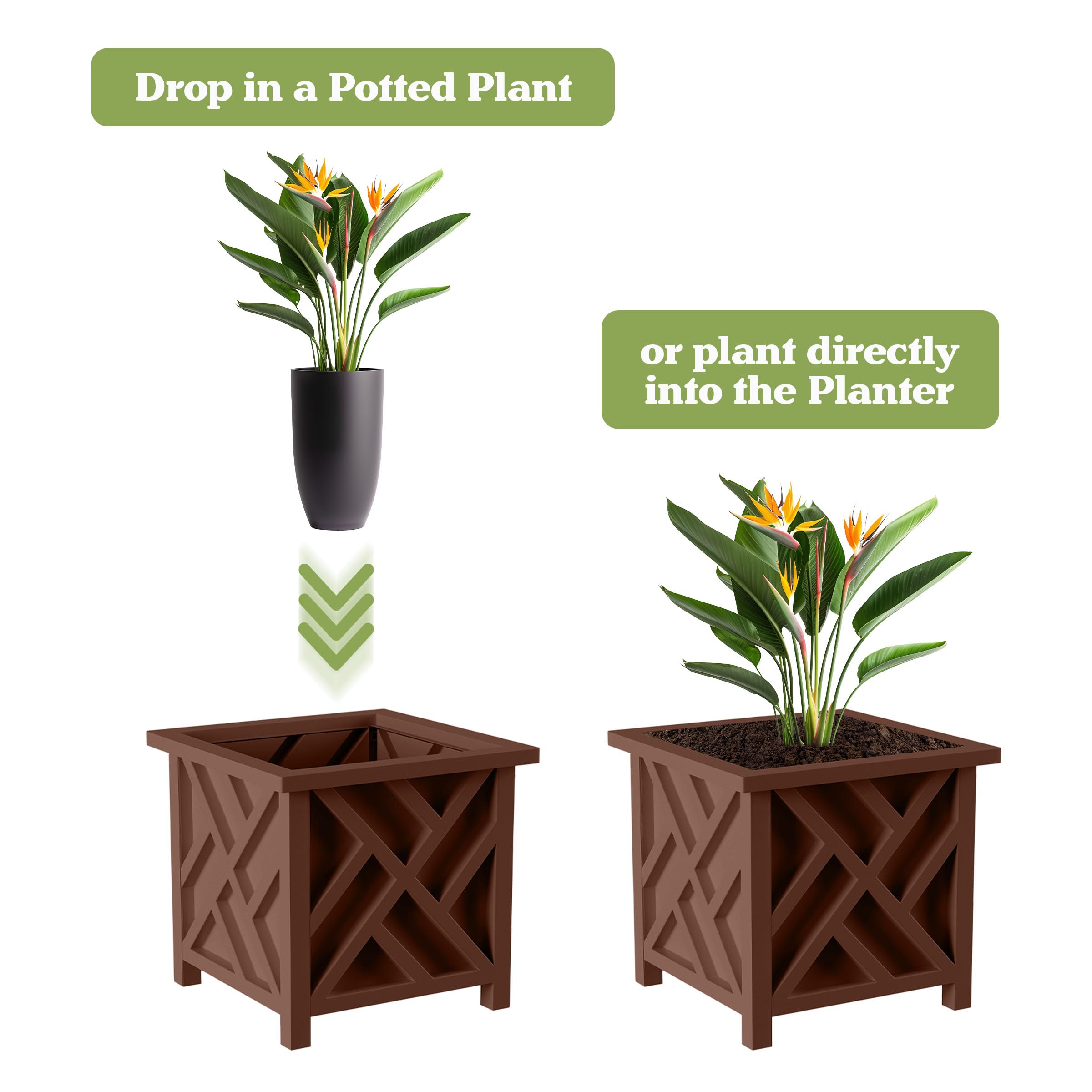 Pure Garden view of open T-shaped bottom with insert for improved drainage