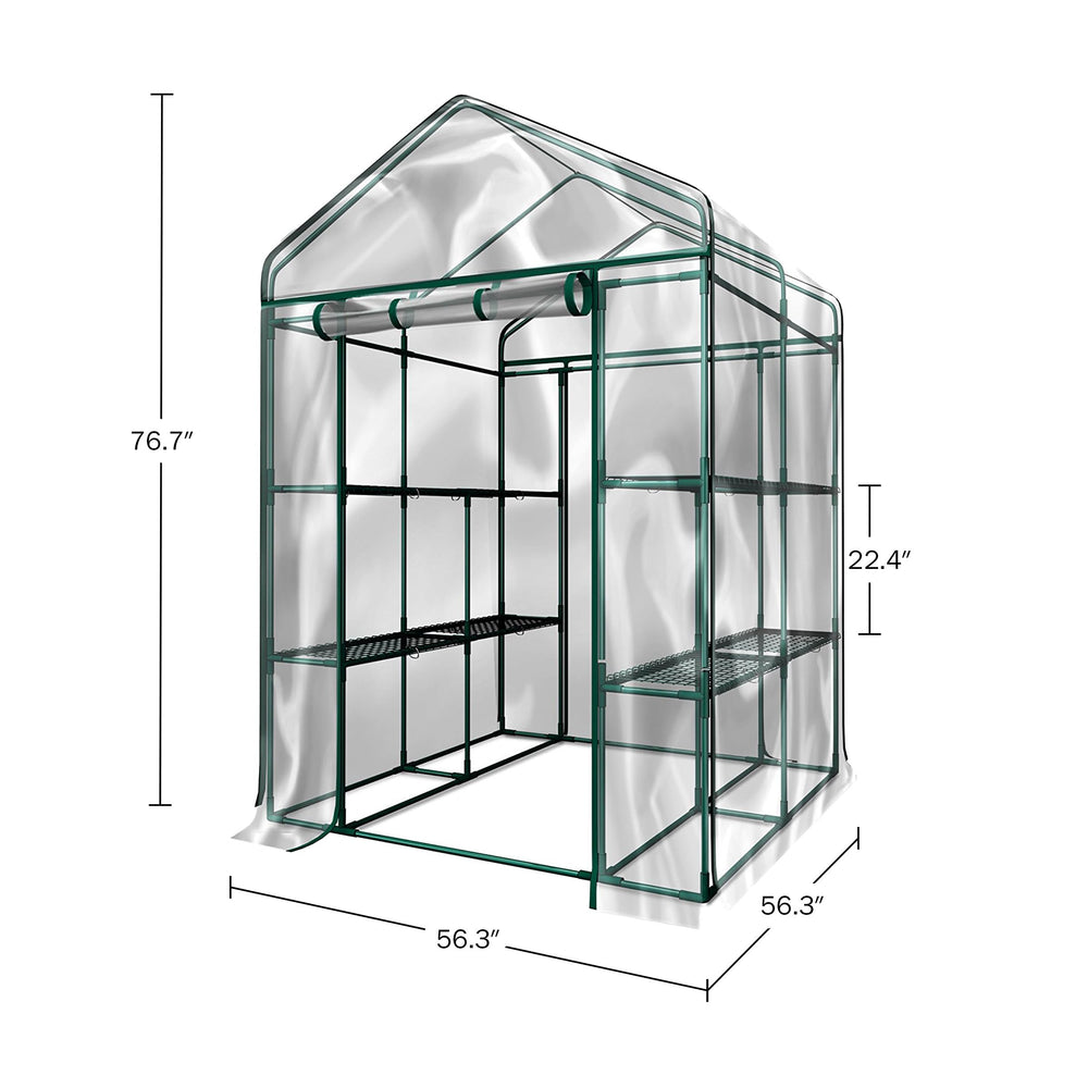 Pure Garden greenhouse on patio with potted herbs creating a tidy garden
