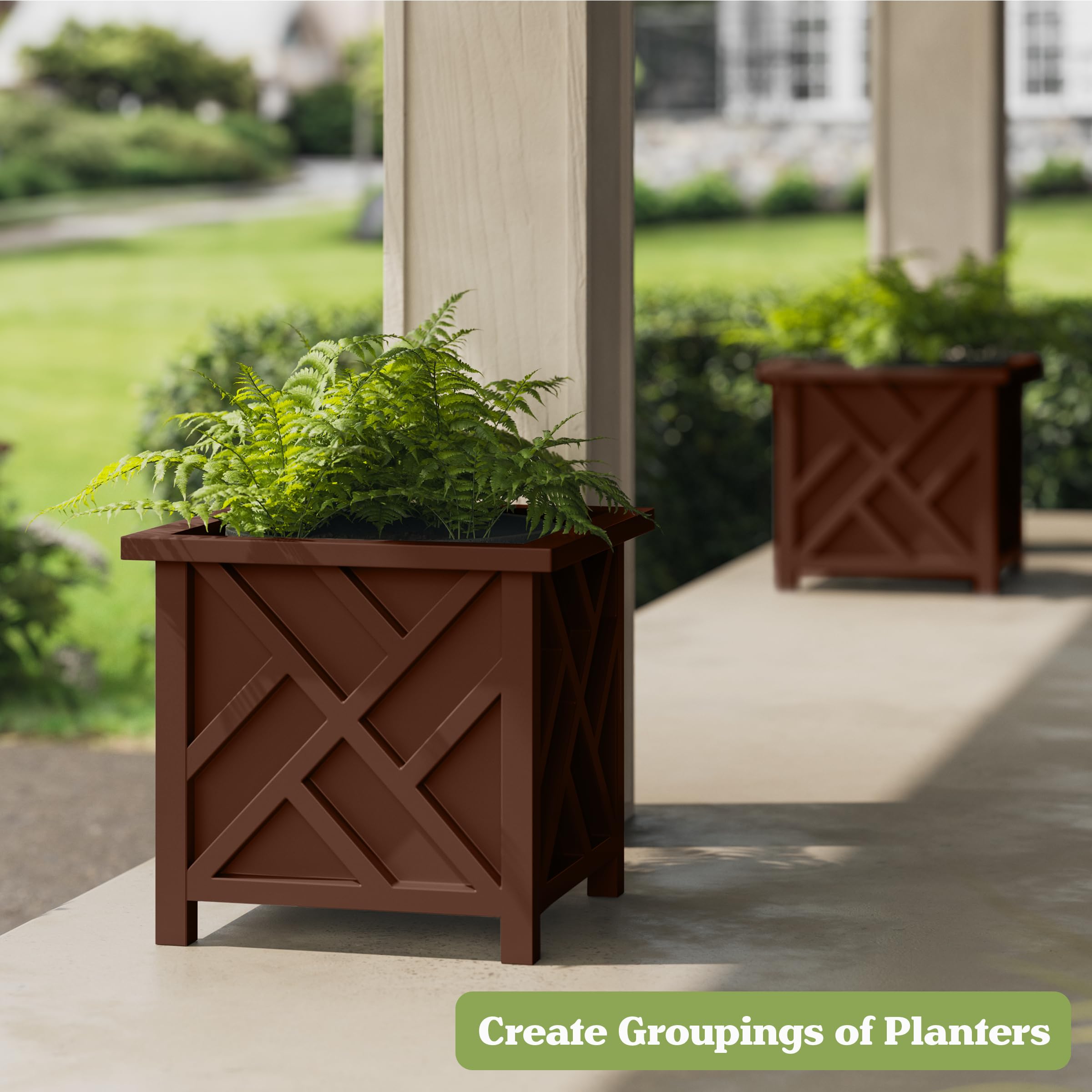 Pure Garden planter holding a potted plant demonstrating tidy display