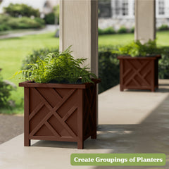 Pure Garden planter holding a potted plant demonstrating tidy display