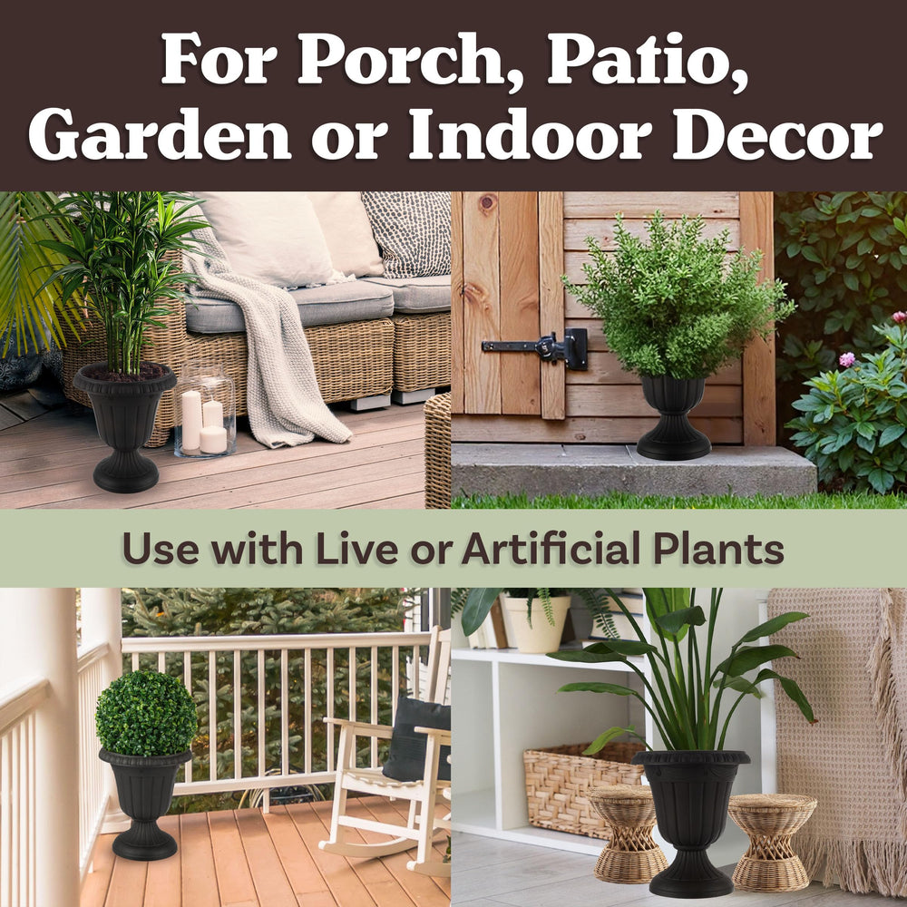 Pure Garden paired planters on porch with flowers showing instant entryway enhancement