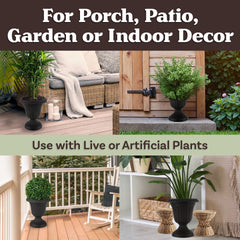 Pure Garden paired planters on porch with flowers showing instant entryway enhancement