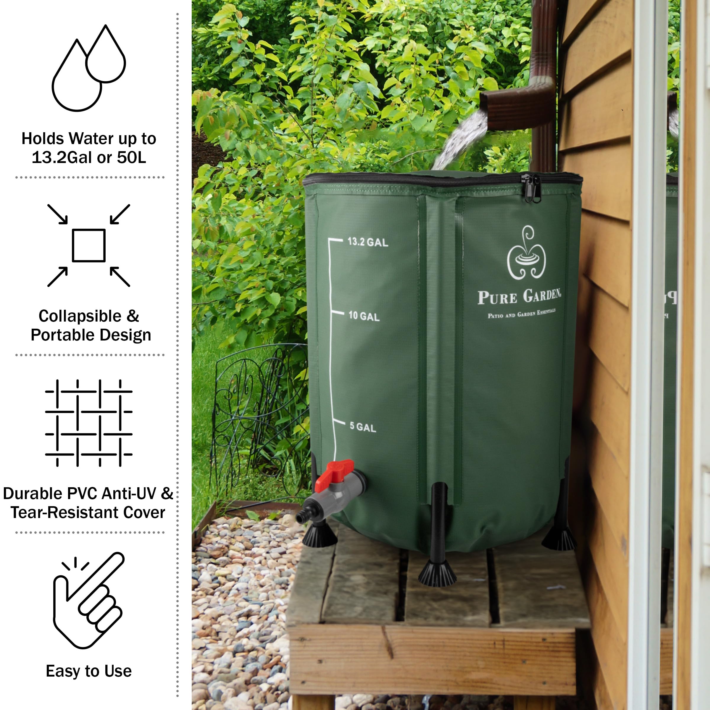Pure Garden barrel collapsed flat for compact storage and portability