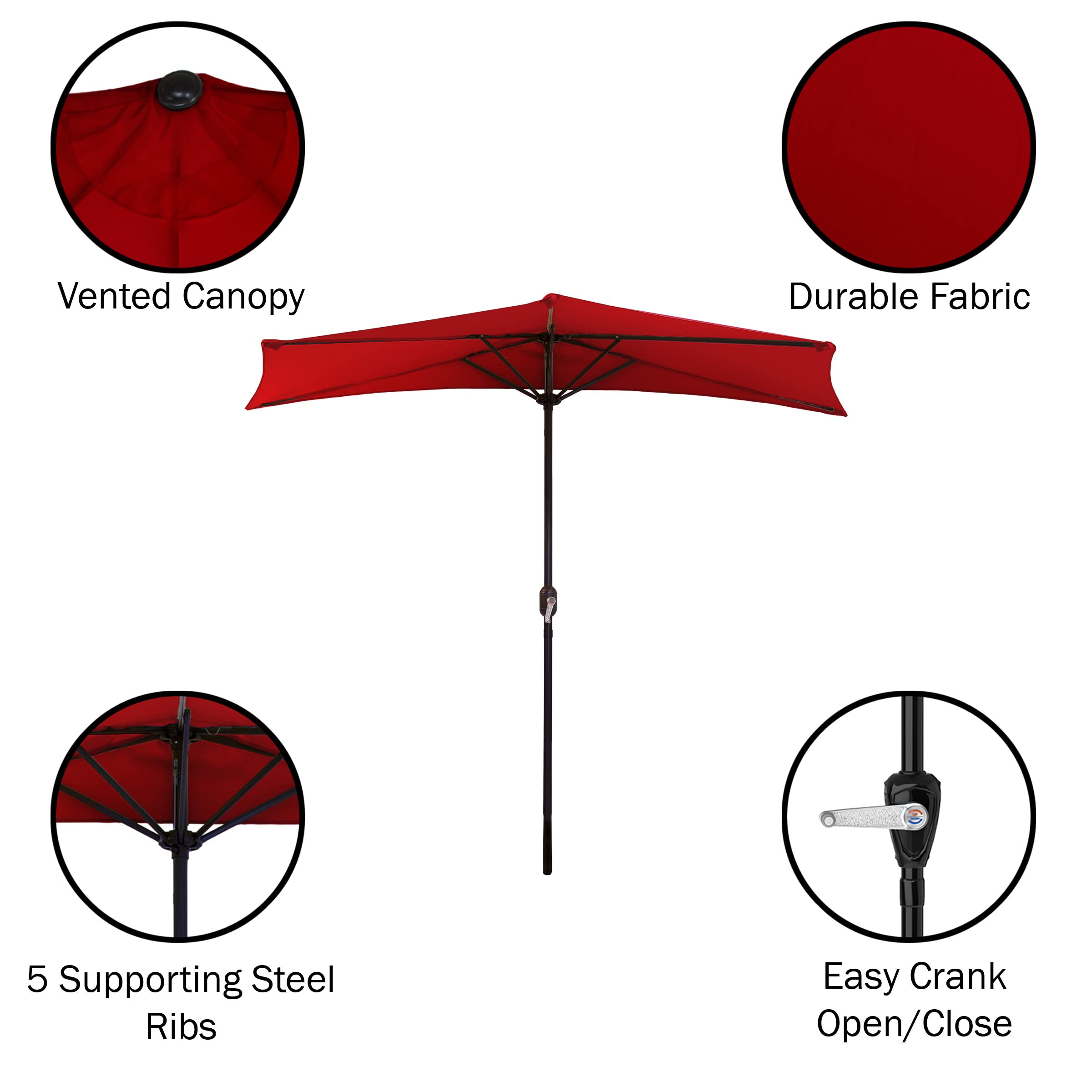 Pure Garden umbrella next to a two-seat table demonstrating real-world scale