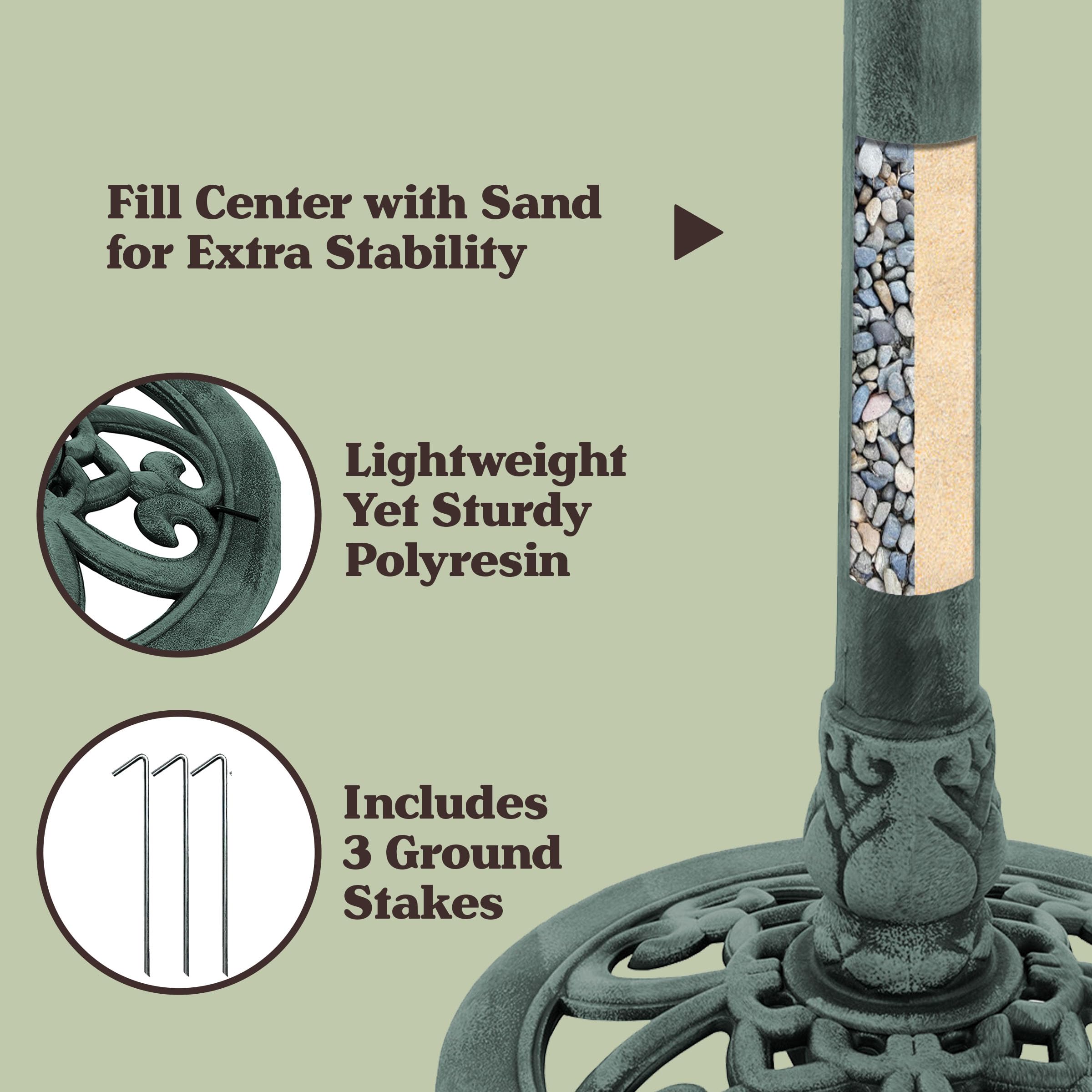 Pure Garden detailed scrollwork on post highlighting decorative design and durability