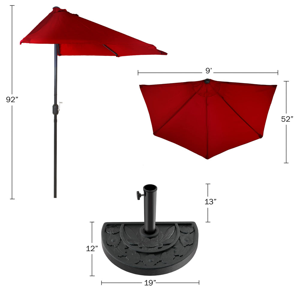 Pure Garden half umbrella installed on a narrow balcony to maximize usable space