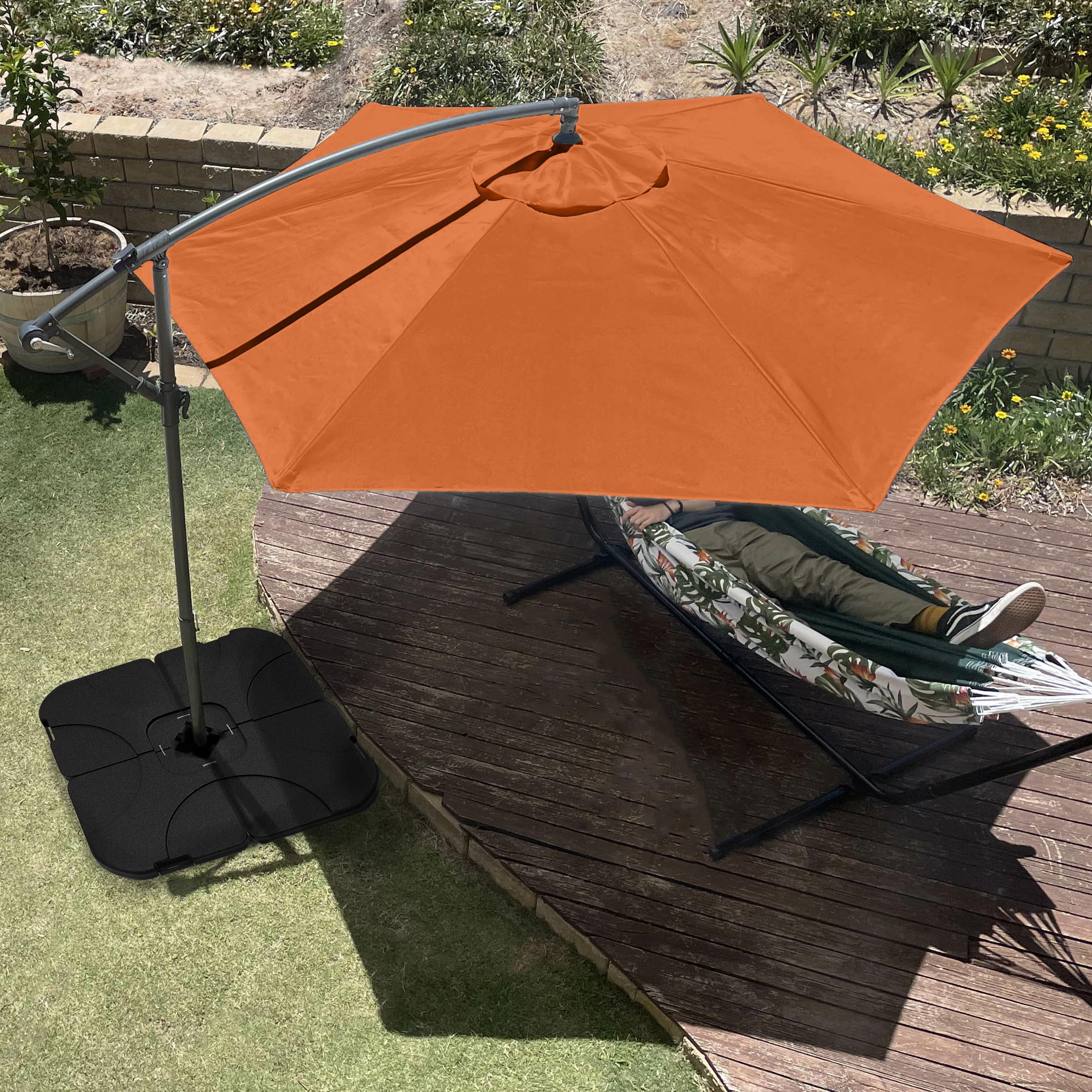 Pure Garden size comparison with lounge set showing generous 10-foot coverage