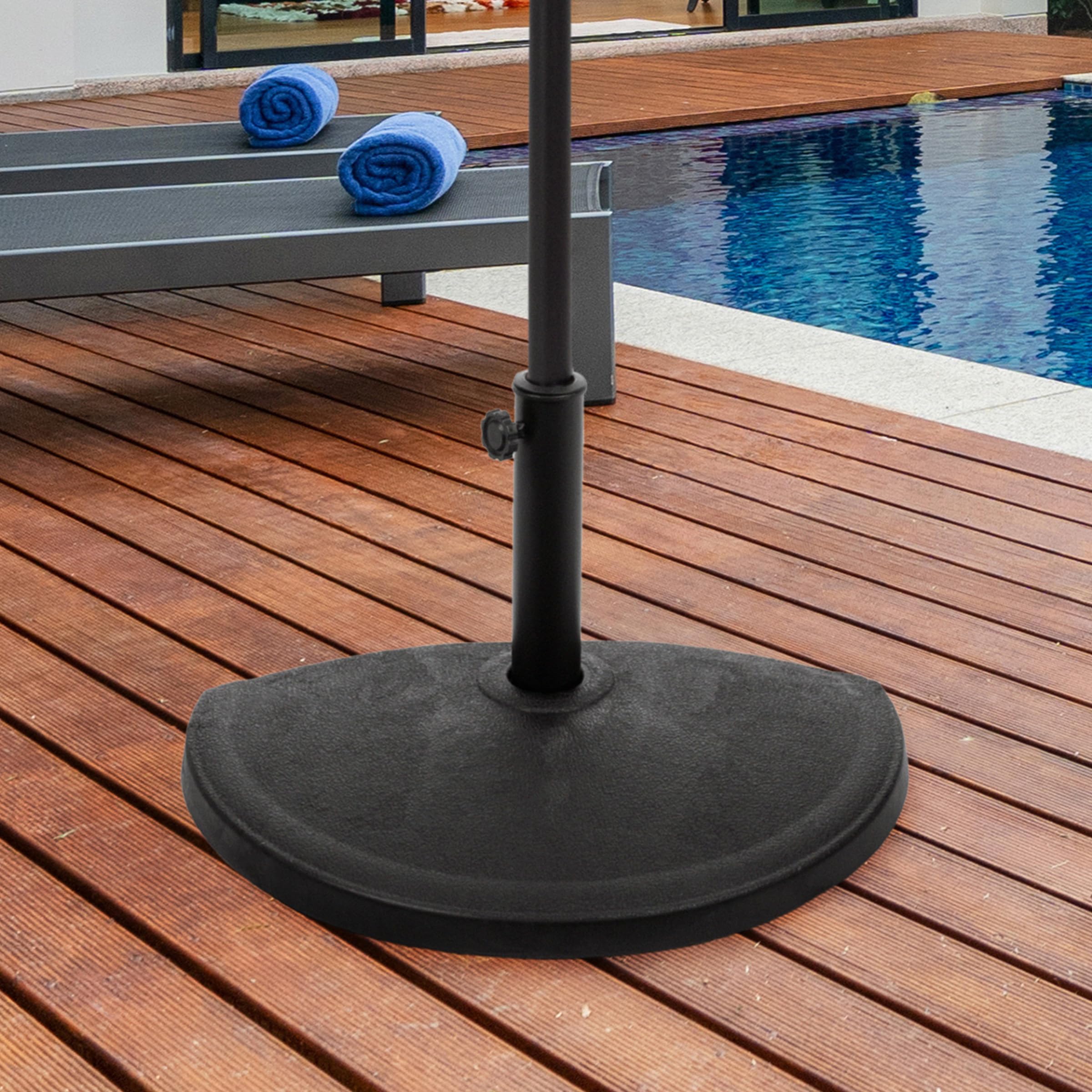 Pure Garden half-moon base next to ruler showing compact footprint and scale