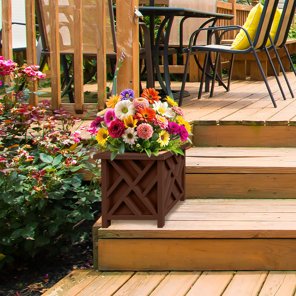 Pure Garden planter beside a chair showing scale and placement ease