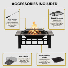 Pure Garden spark screen with log poker demonstrating ember protection