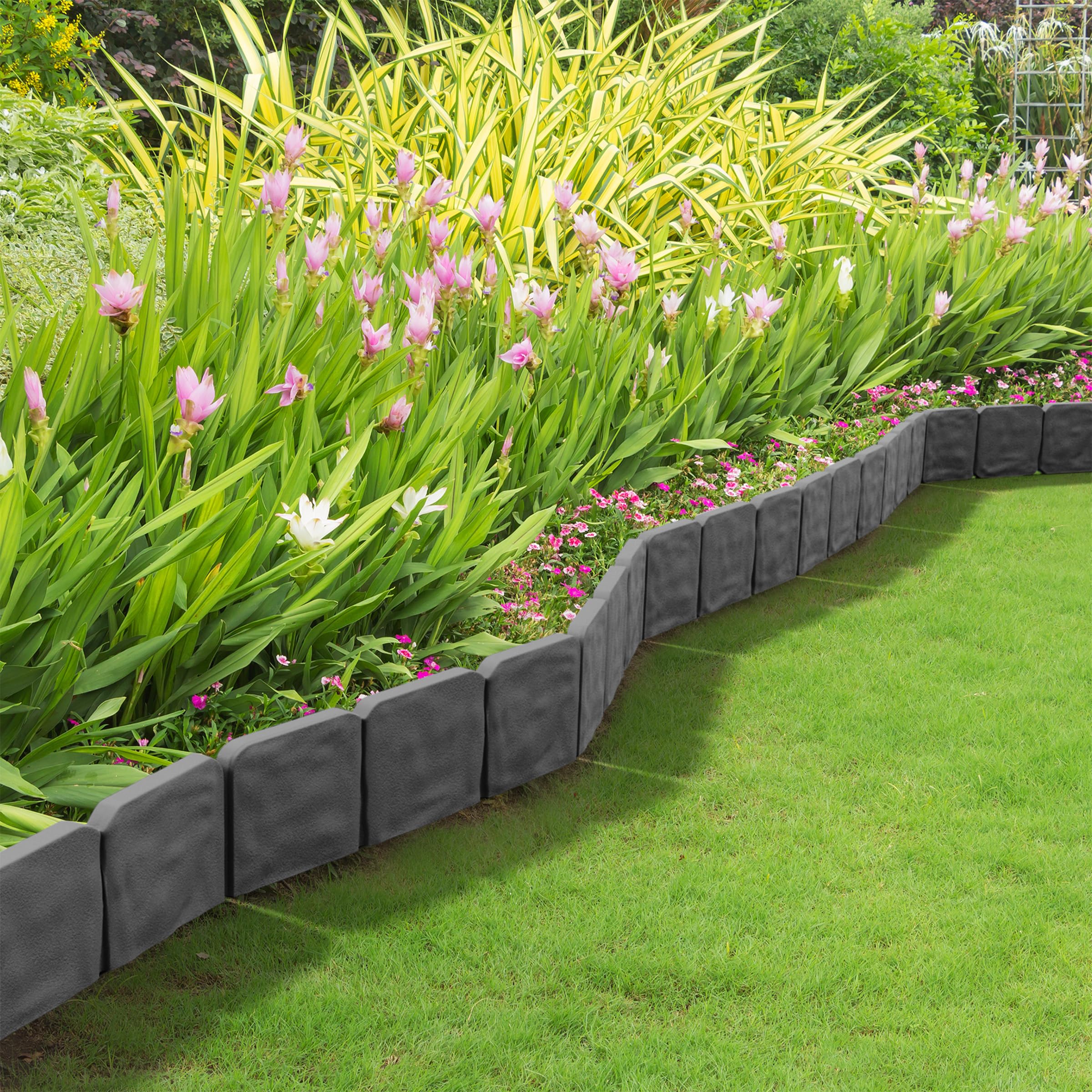 Pure Garden close-up of stone-textured front highlighting durable decorative finish