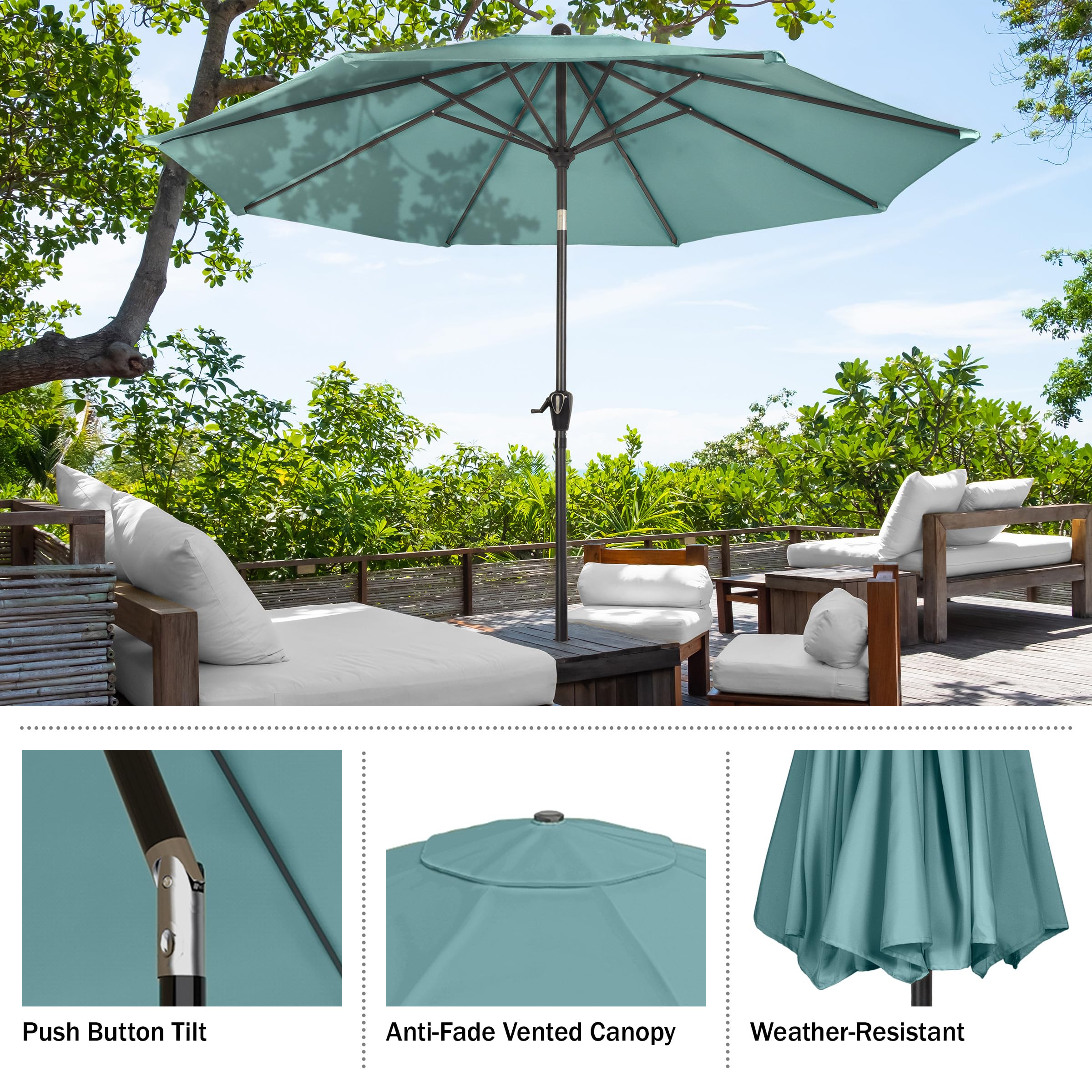 Pure Garden umbrella in a patio setting shading table and chairs for outdoor comfort