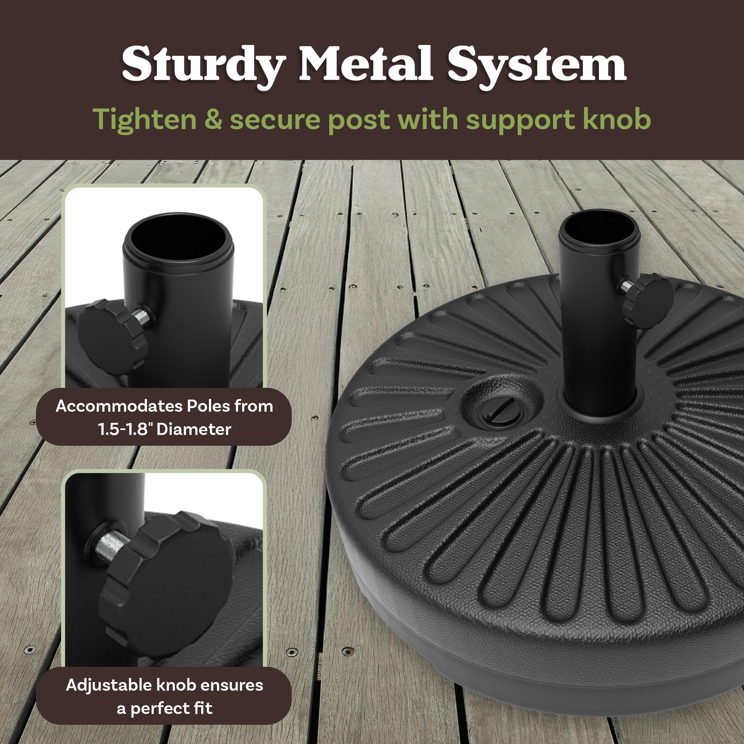 Pure Garden molded carry handle and textured base for easier repositioning benefit
