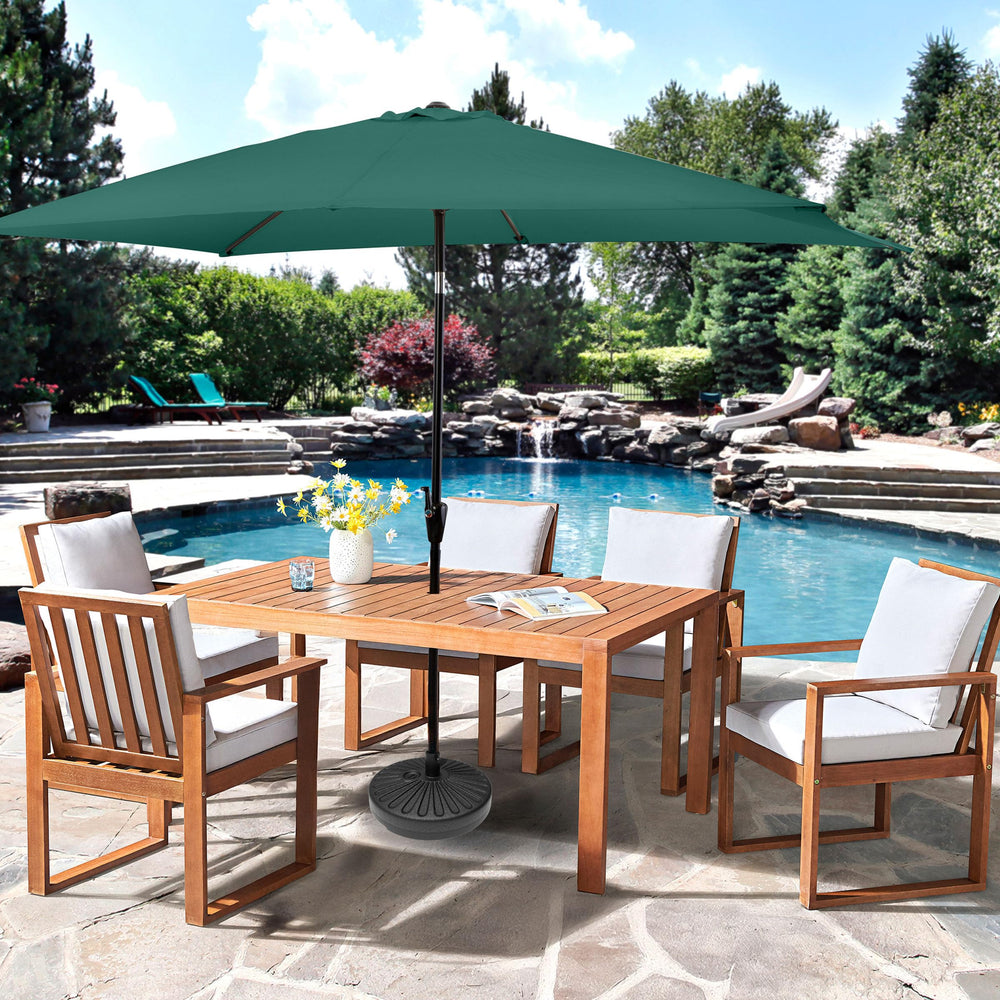 Pure Garden stand supporting umbrella on deck for comfortable shaded seating benefit
