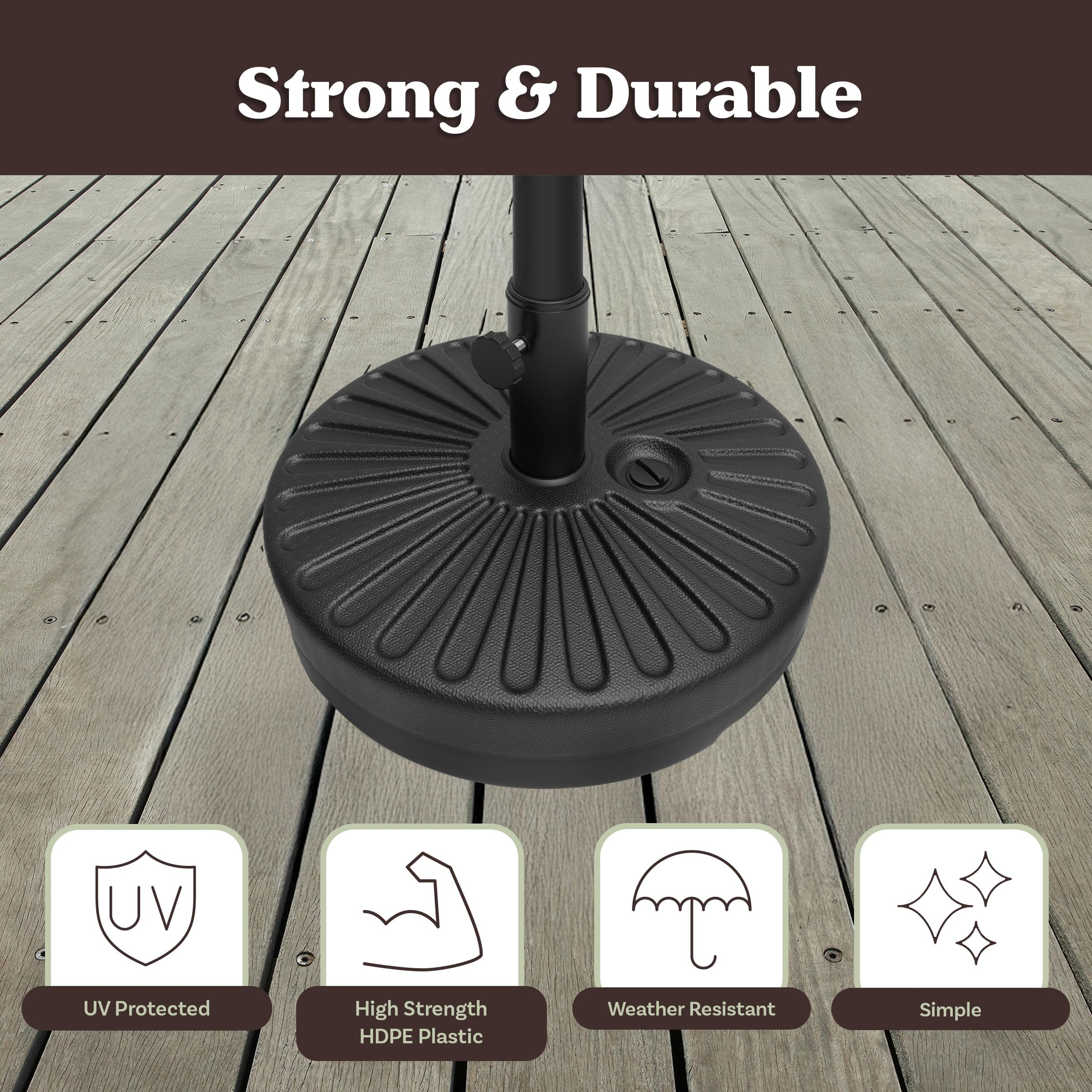 Pure Garden base next to patio chair to show dimensions and space-saving benefit