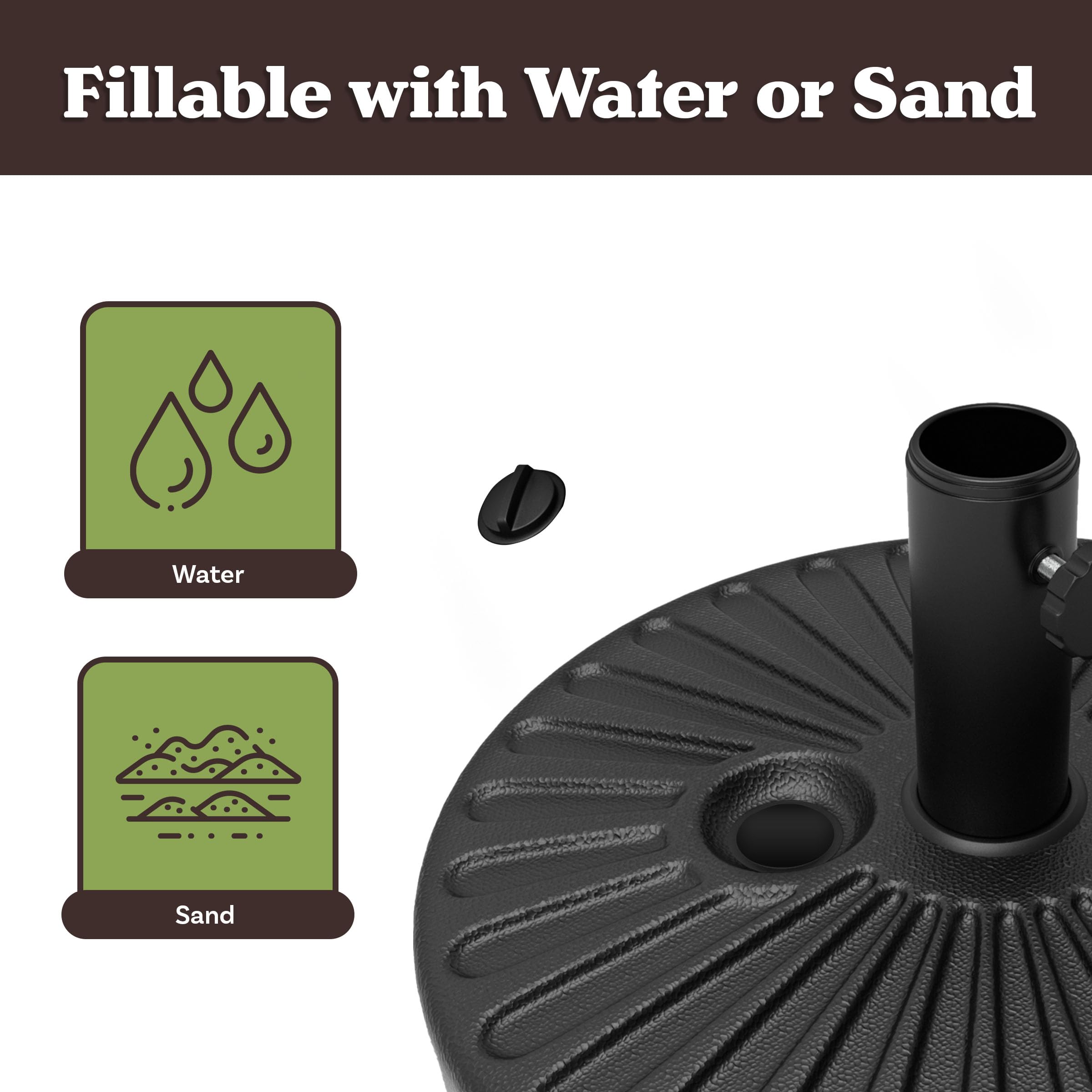 Pure Garden powder-coated steel stem detail showing secure pole grip benefit