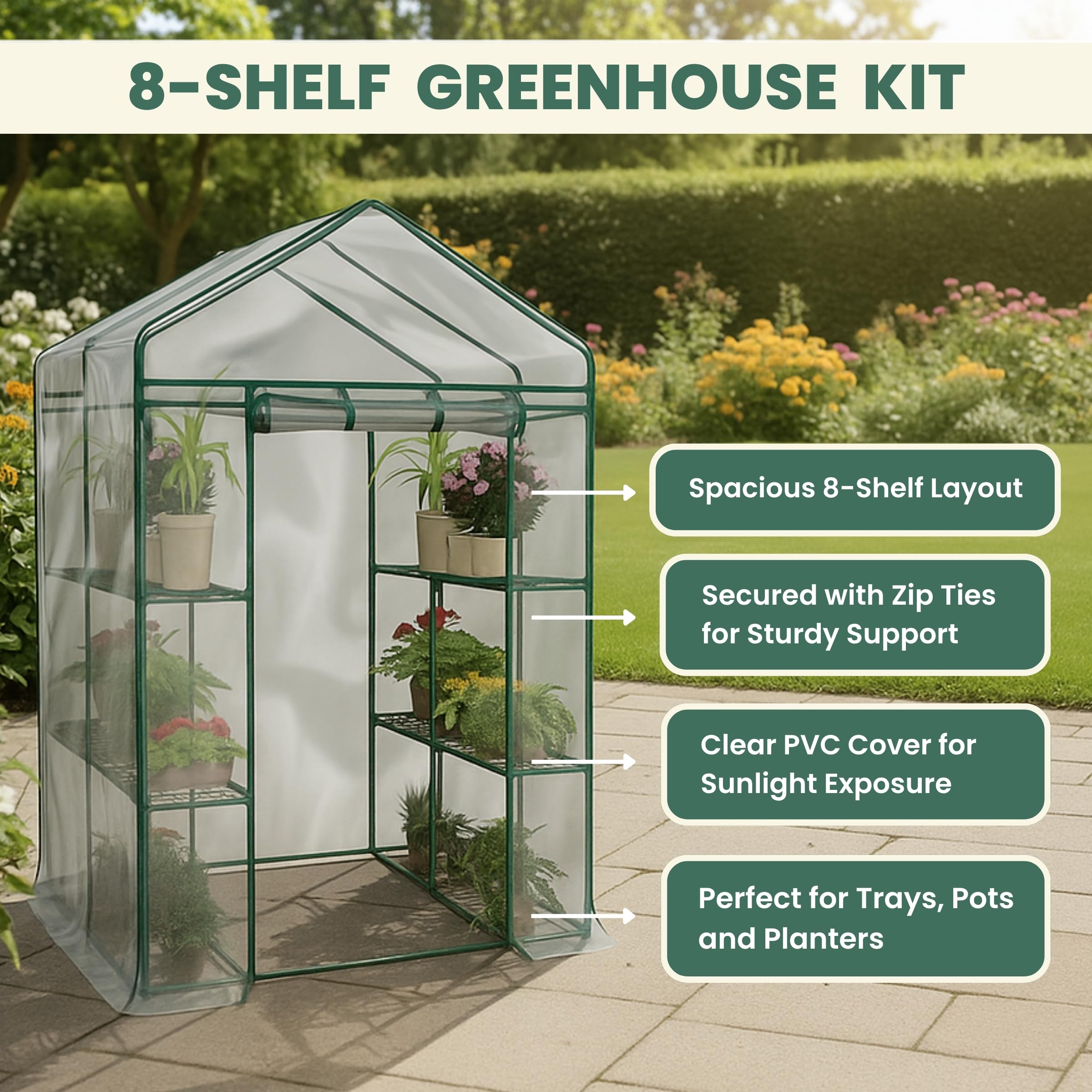 Pure Garden close-up of zippered PVC door for controlled ventilation