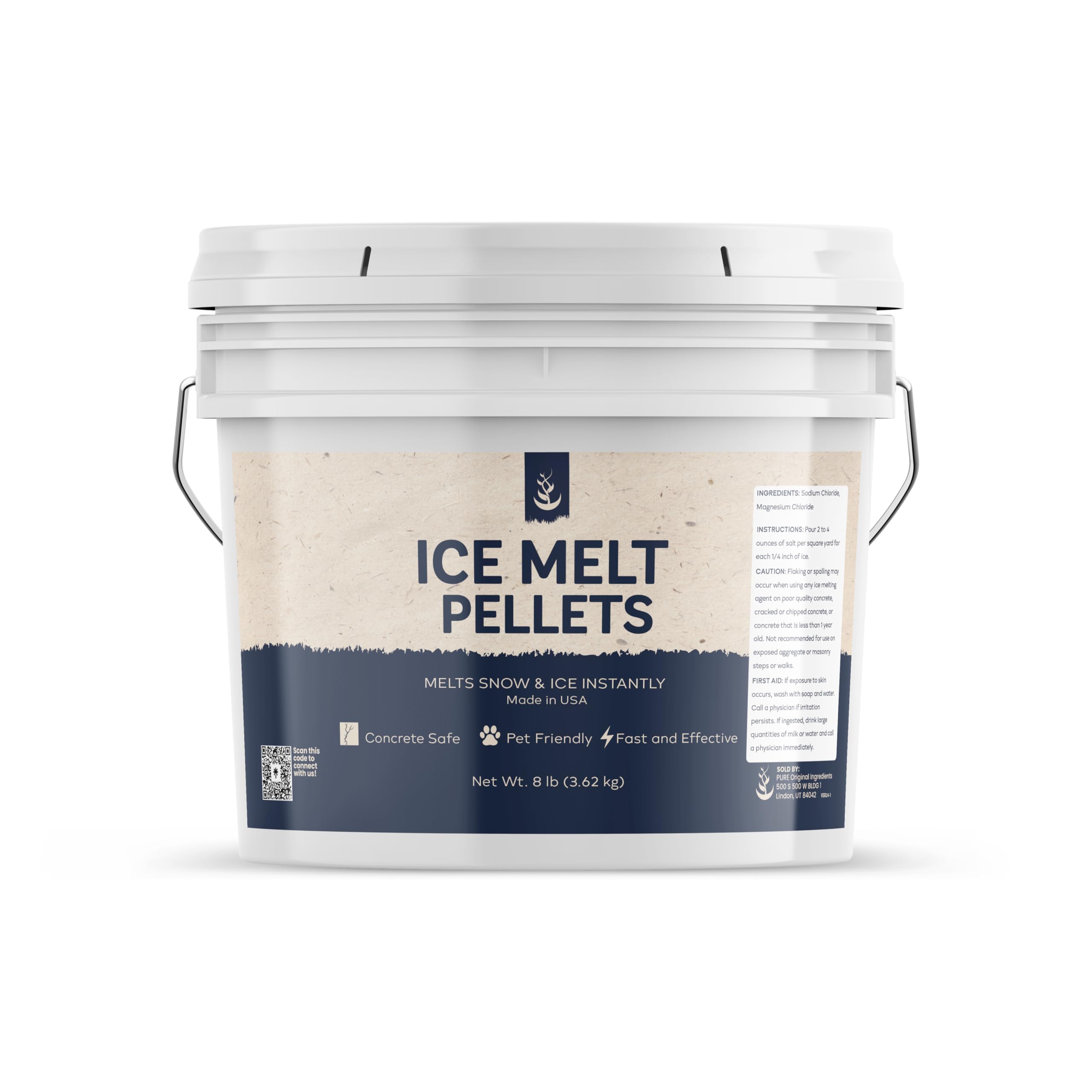 PURE ORIGINAL INGREDIENTS front packaging showing 8 lb bag and clear labeling benefit