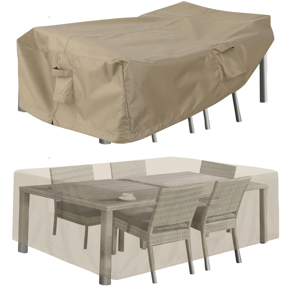 PureFit front view showing cover fit protecting table, durable protection