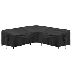 PureFit front view L-shaped cover protecting a patio sectional and preventing weather damage