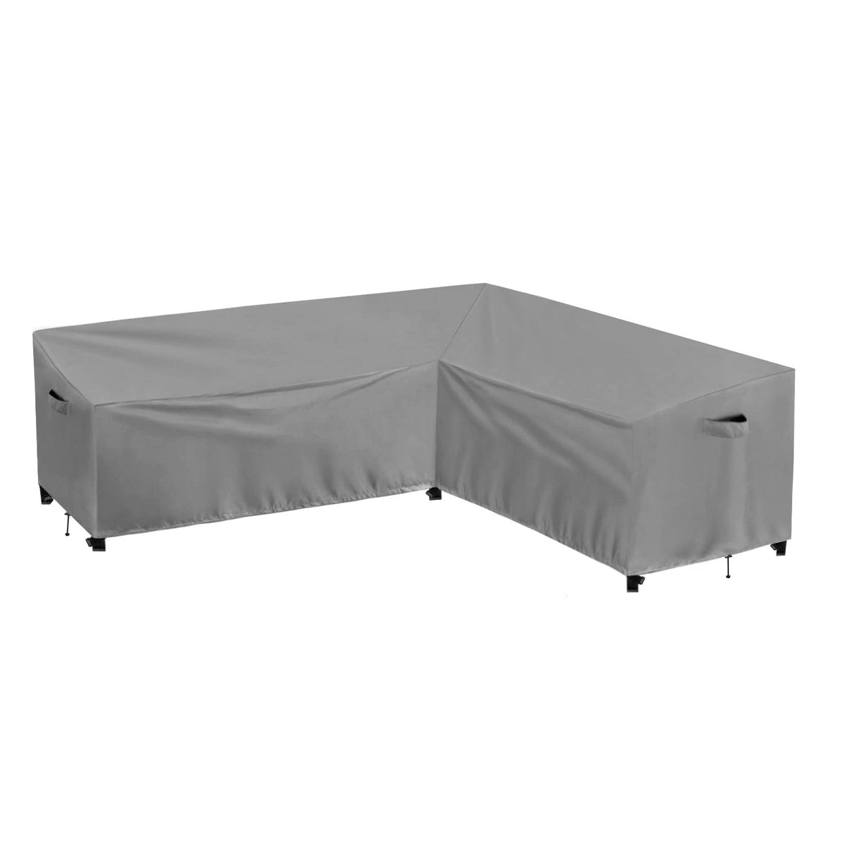 PureFit front view of L-shaped cover protecting outdoor sofa, weatherproof protection