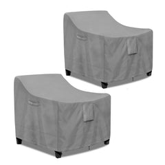 PureFit front view of two packaged patio chair covers showing protection and storage