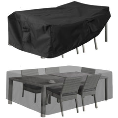 PureFit front view showing full rectangular cover protecting patio table