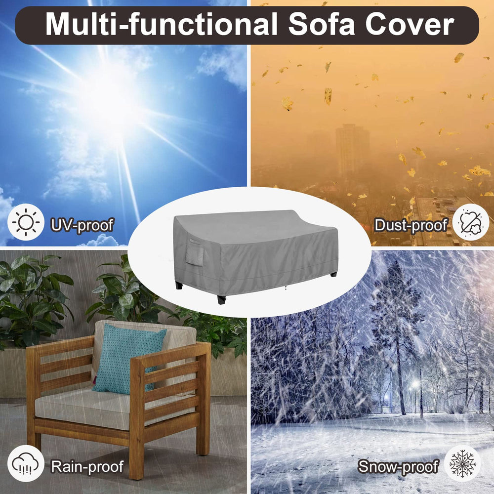 PureFit covered 4-seater patio sofa showing all-round protection outdoors