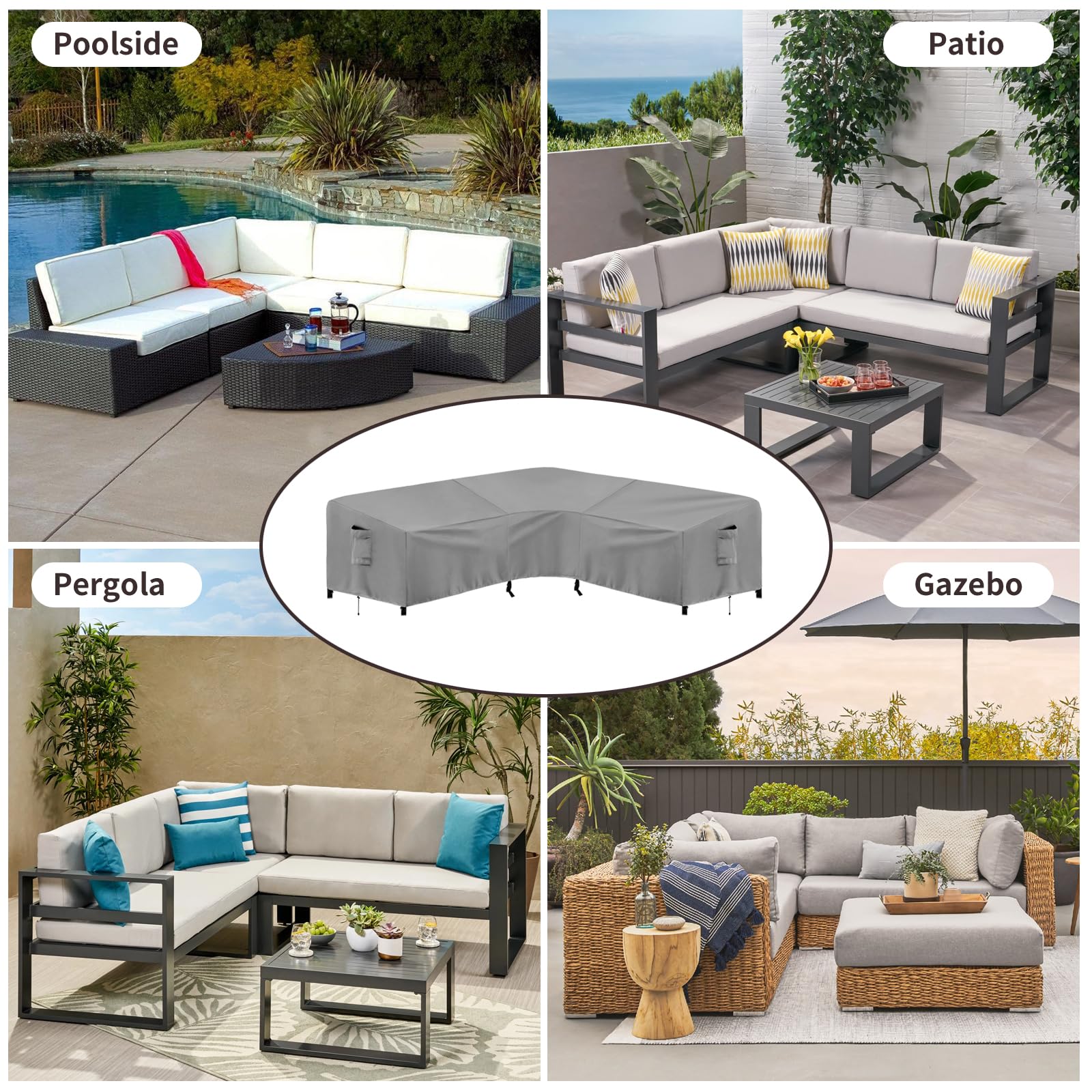 PureFit cover in a patio lifestyle scene protecting furniture from elements