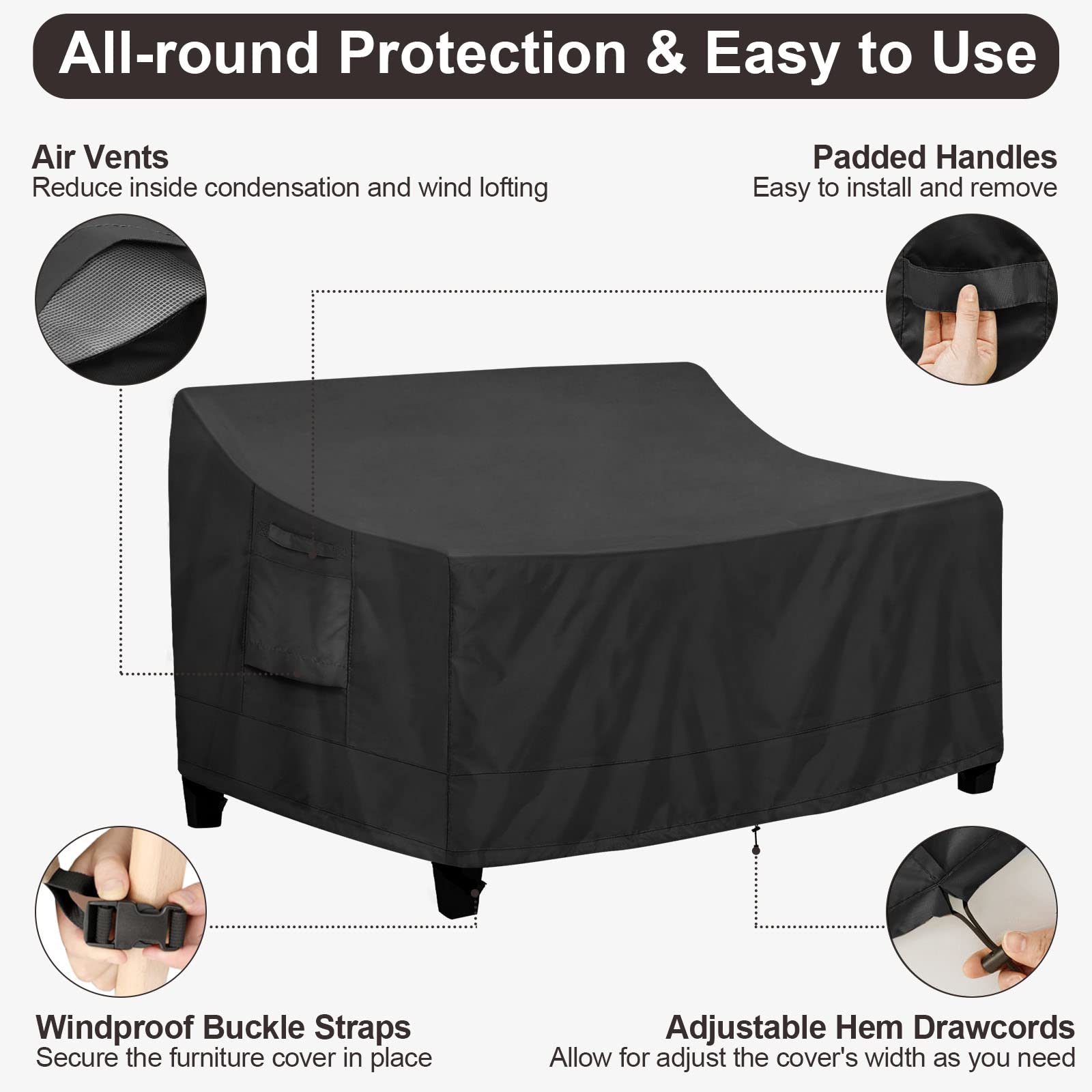 PureFit padded handle for easy cover placement and removal