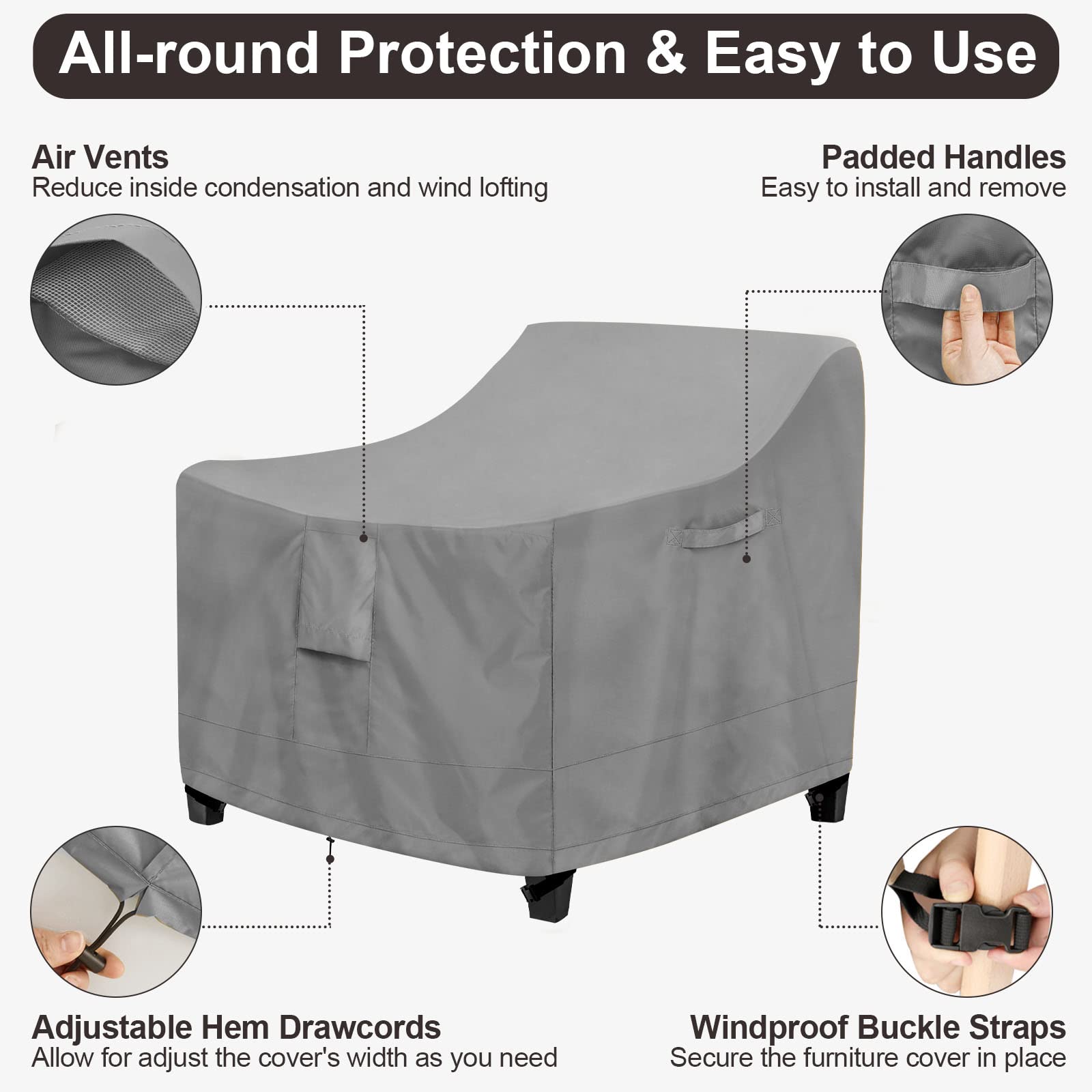 PureFit padded handle for easy placement and removal of covers