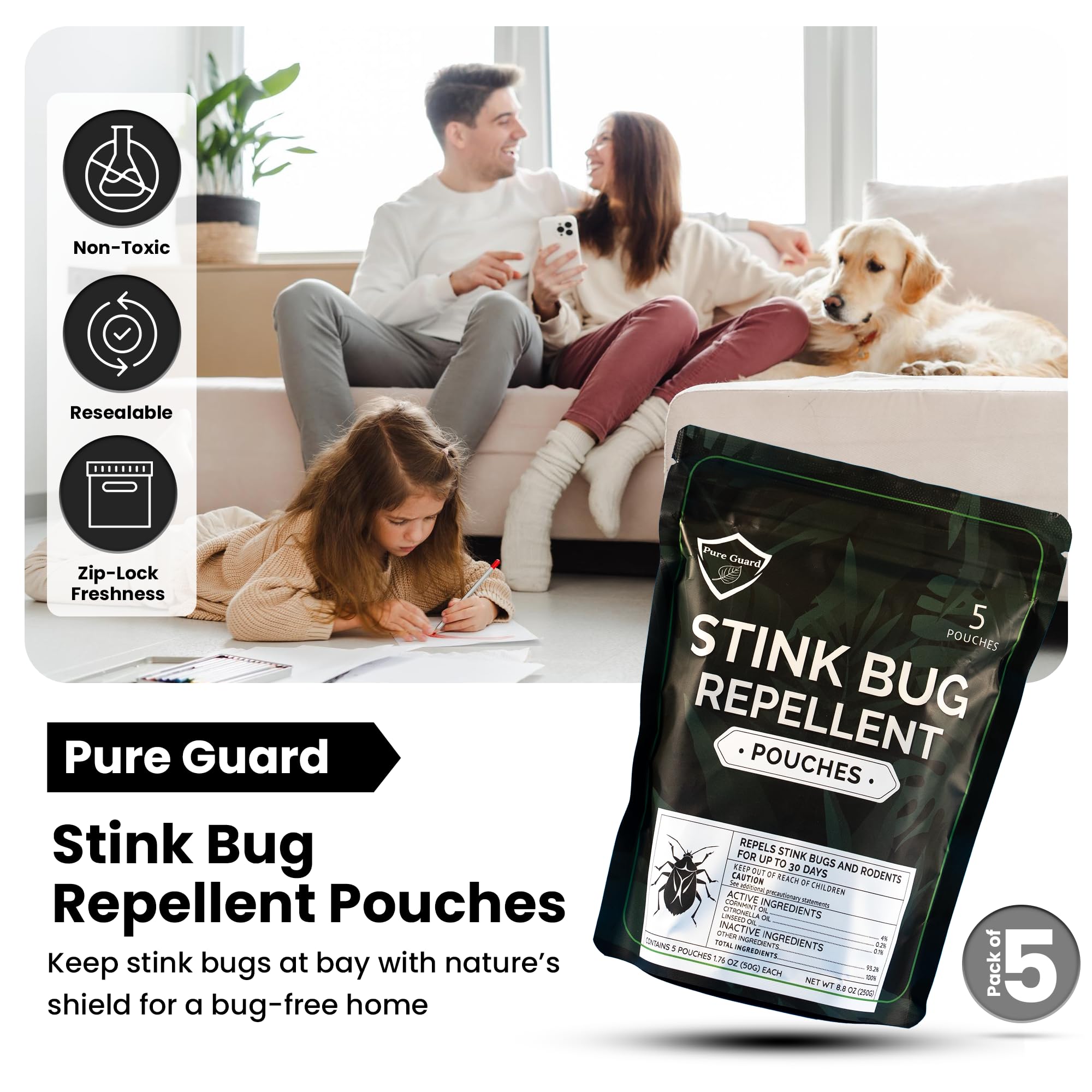 Pure Guard close-up pouch texture showing natural material and long-lasting release
