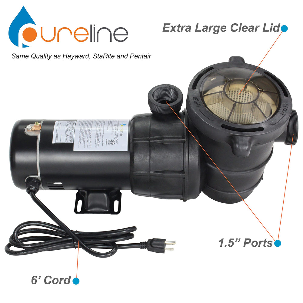 Pureline transparent strainer lid close-up for effortless debris checks