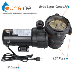 Pureline transparent strainer lid close-up for effortless debris checks