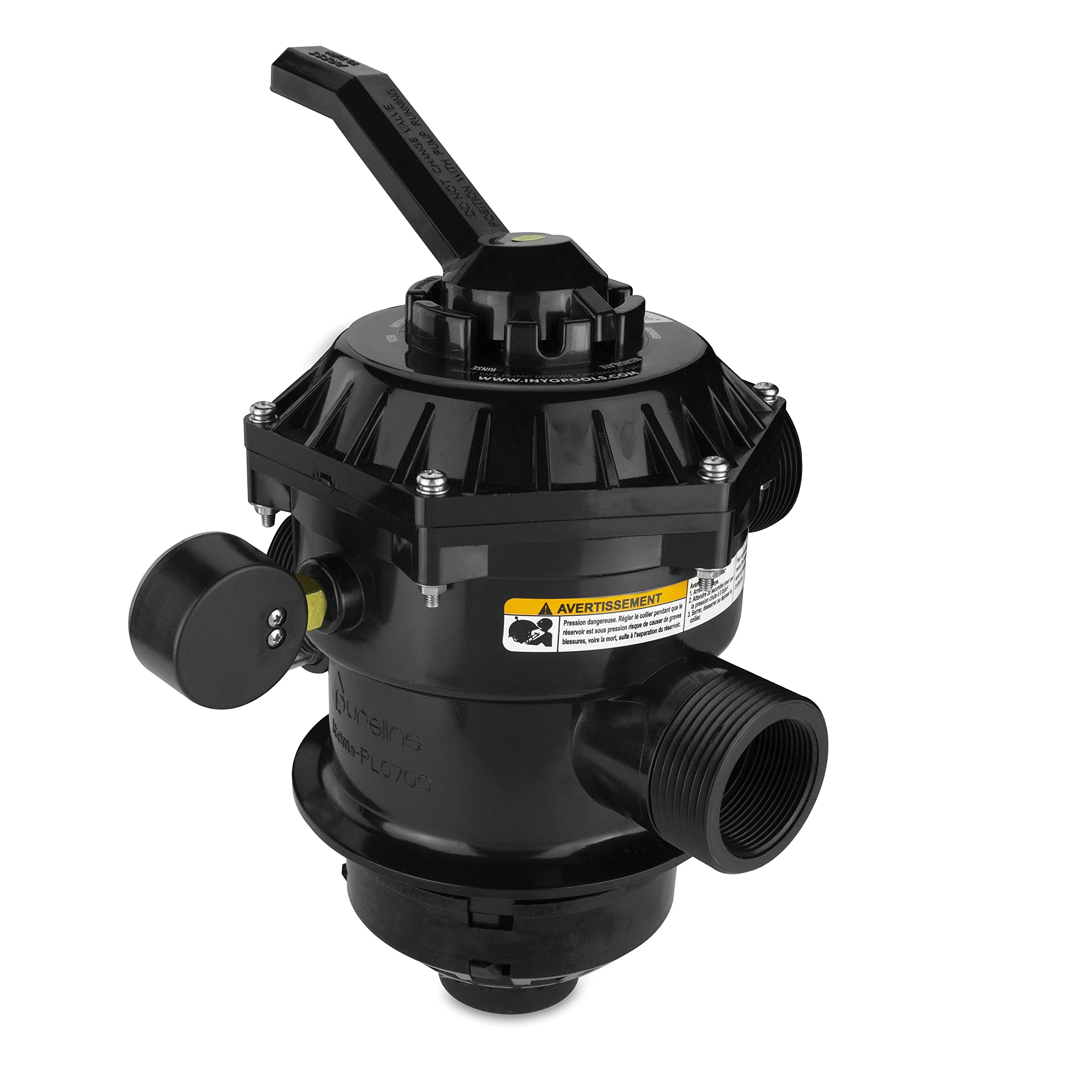Pureline valve installed on a top-mount sand filter demonstrating straightforward DIY replacement