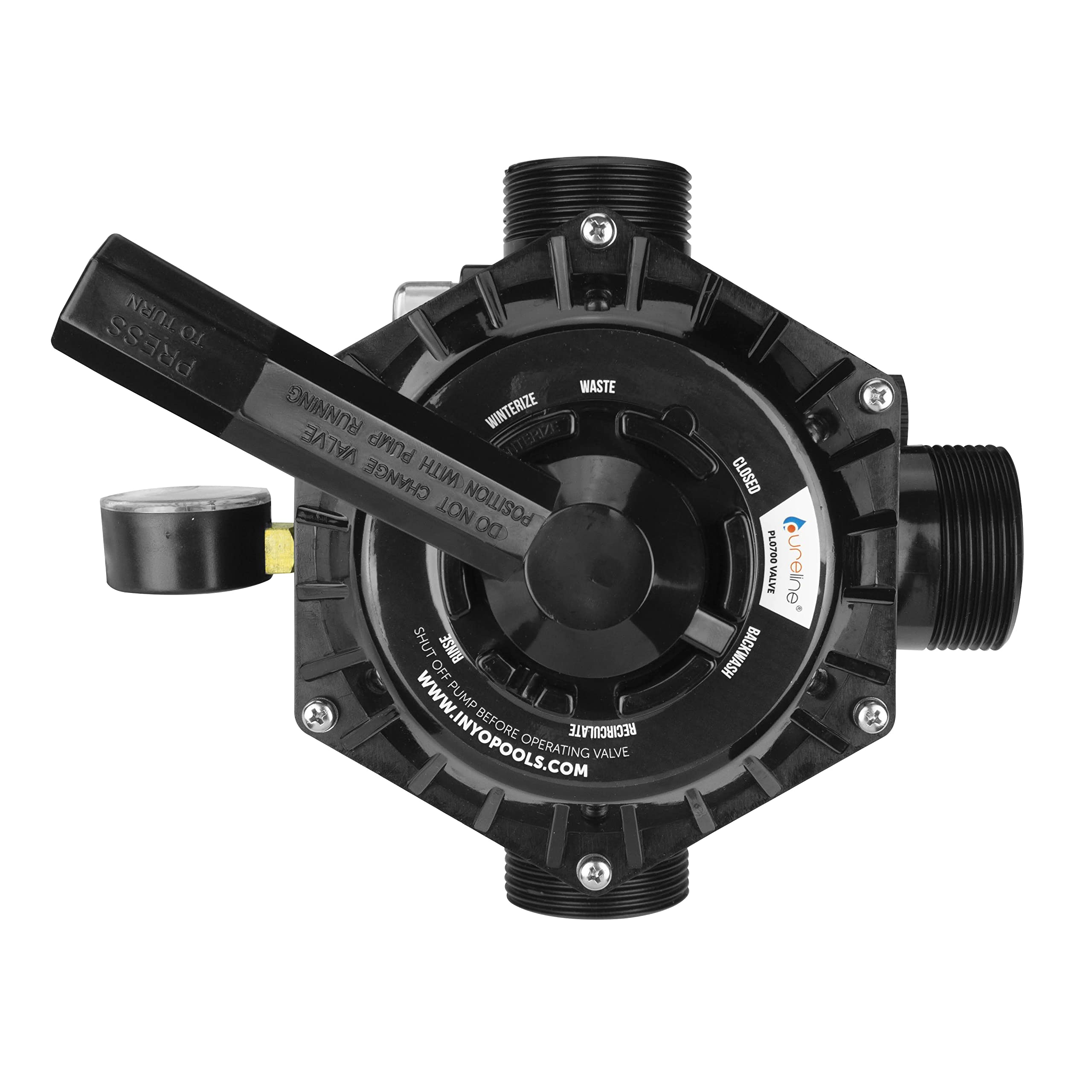 Pureline valve next to a ruler showing scale and size for correct fitment measurement before purchase