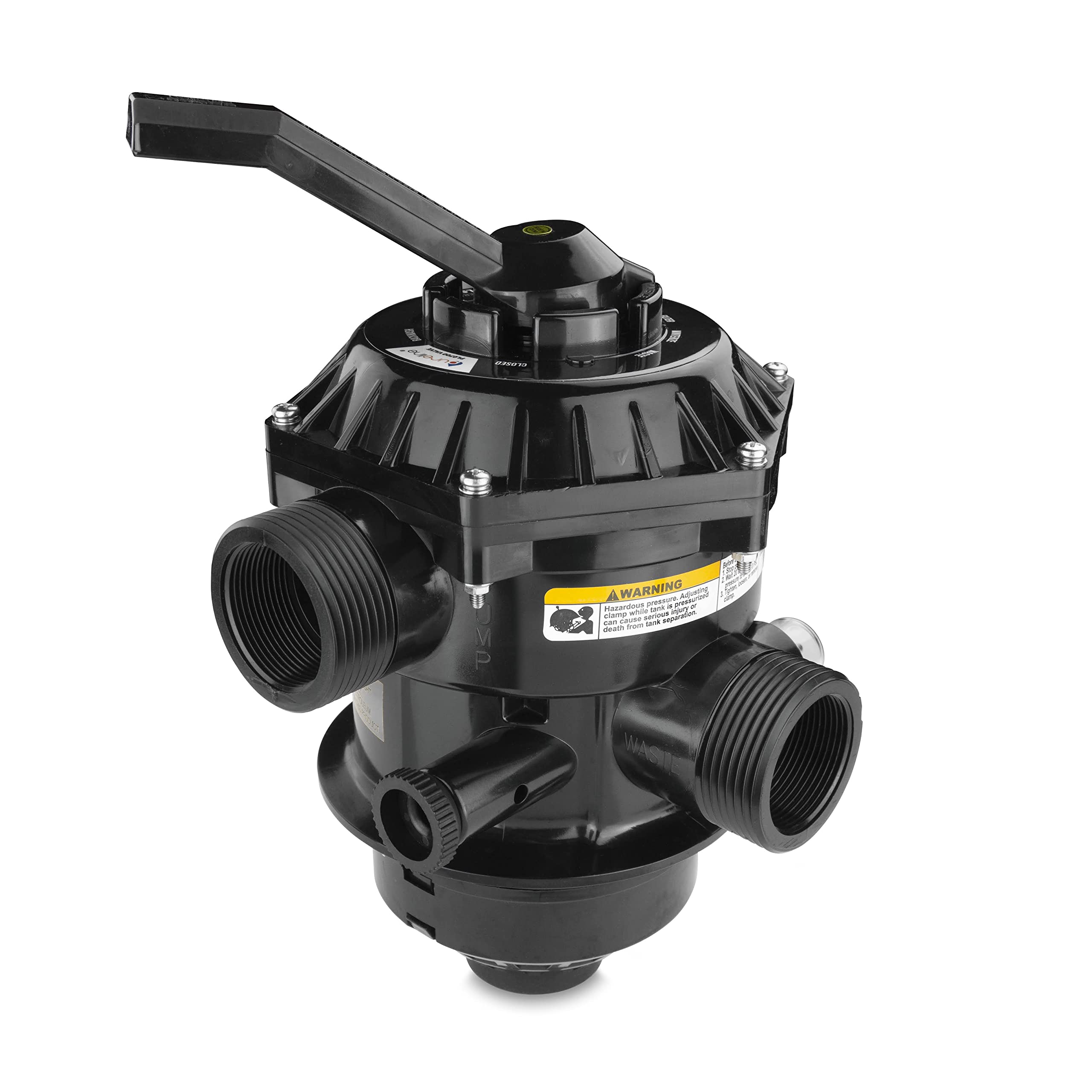 Pureline valve sight glass detail helping you see clear backwash water to save on wasted water