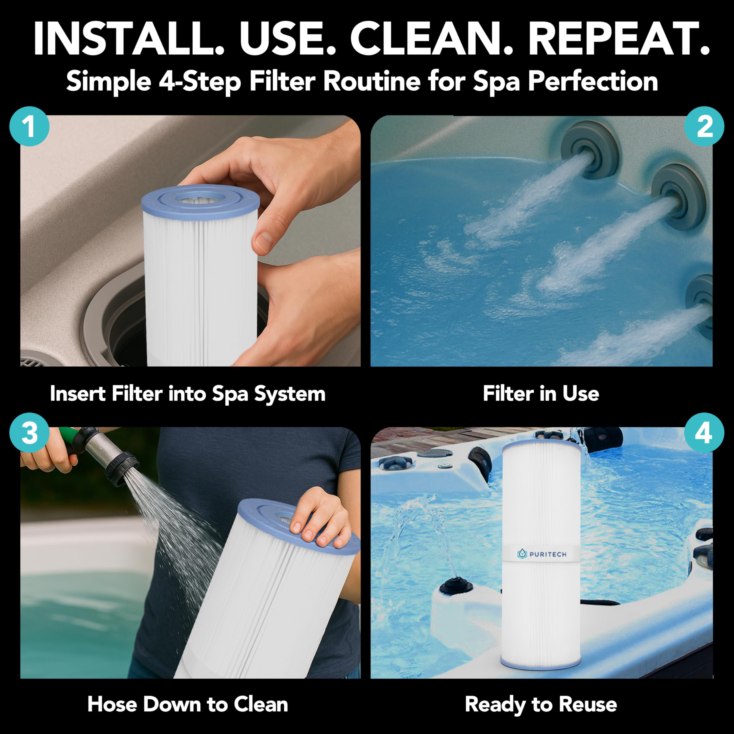 Puri Tech PA175 by pool demonstrating improved filtration for clearer water
