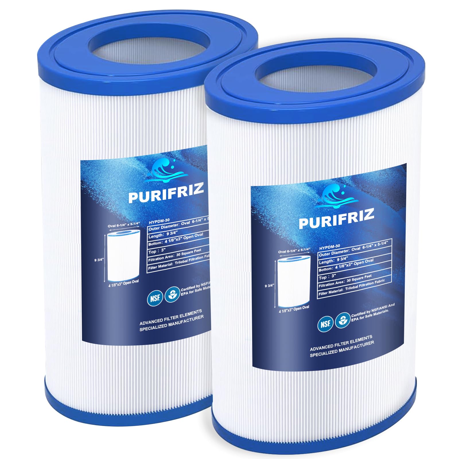 PURIFRIZ oval filter front view showing full shape and clear fit benefit