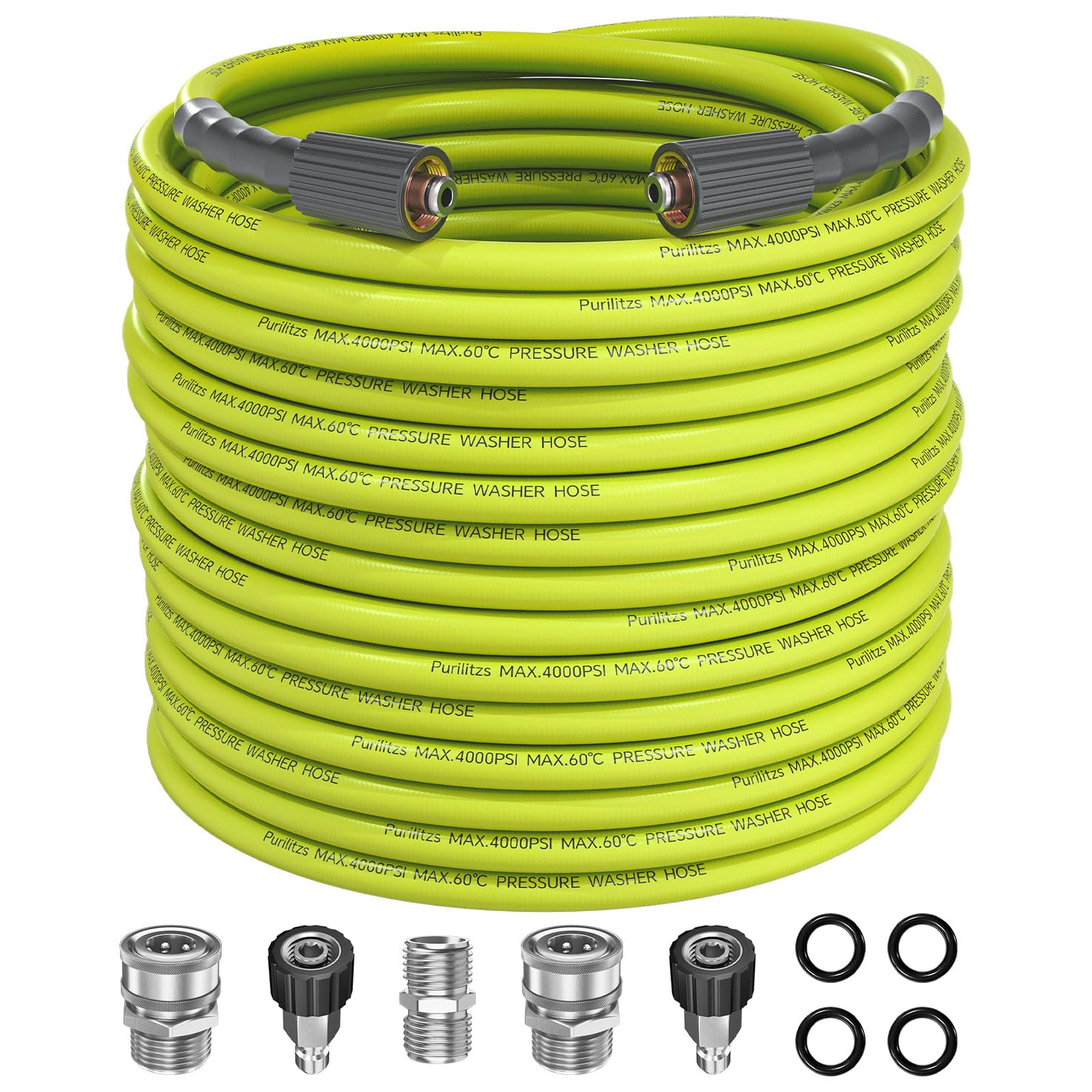 Purilitzs hose and kit front view showing complete package and easy setup benefit