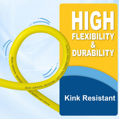 Purilitzs coiled hose stored neatly highlighting tangle-free lightweight handling