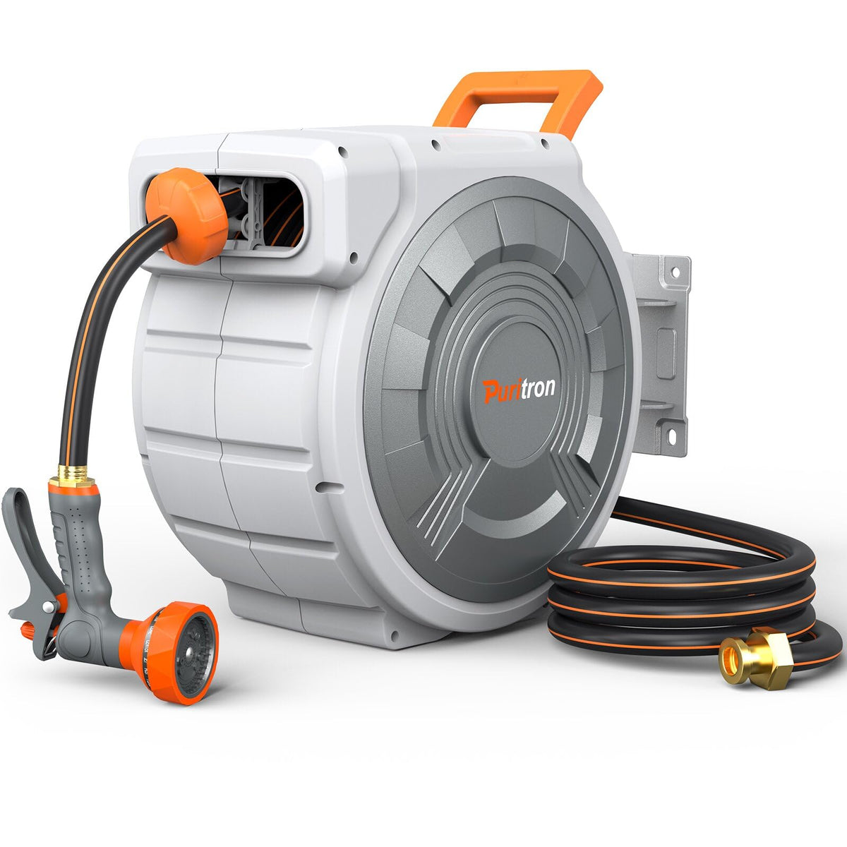 Puritron front view mounted reel shows neat storage and quick access