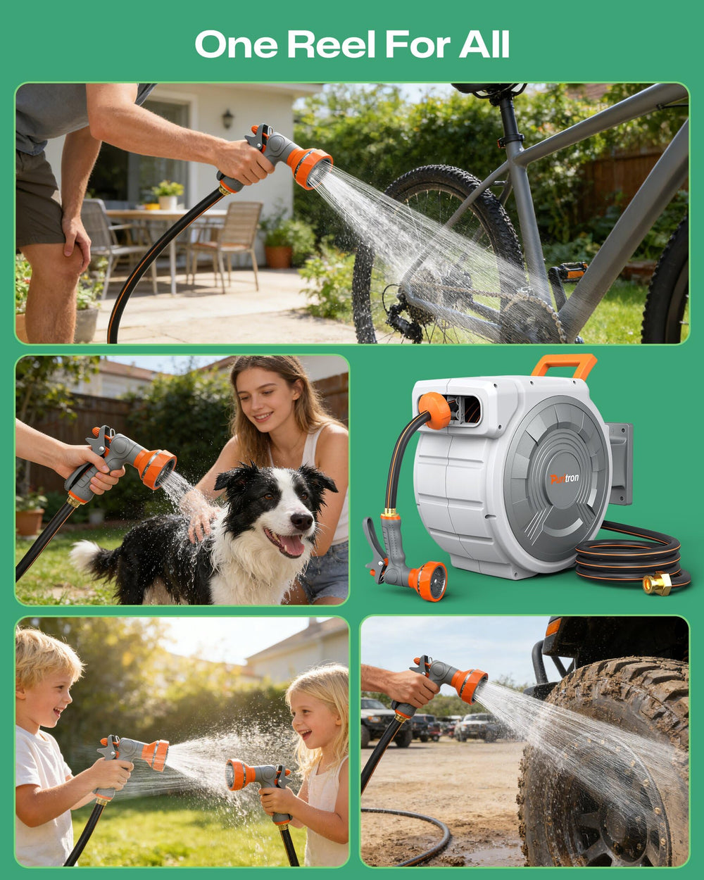 Puritron hose in use watering garden demonstrating even flow benefit