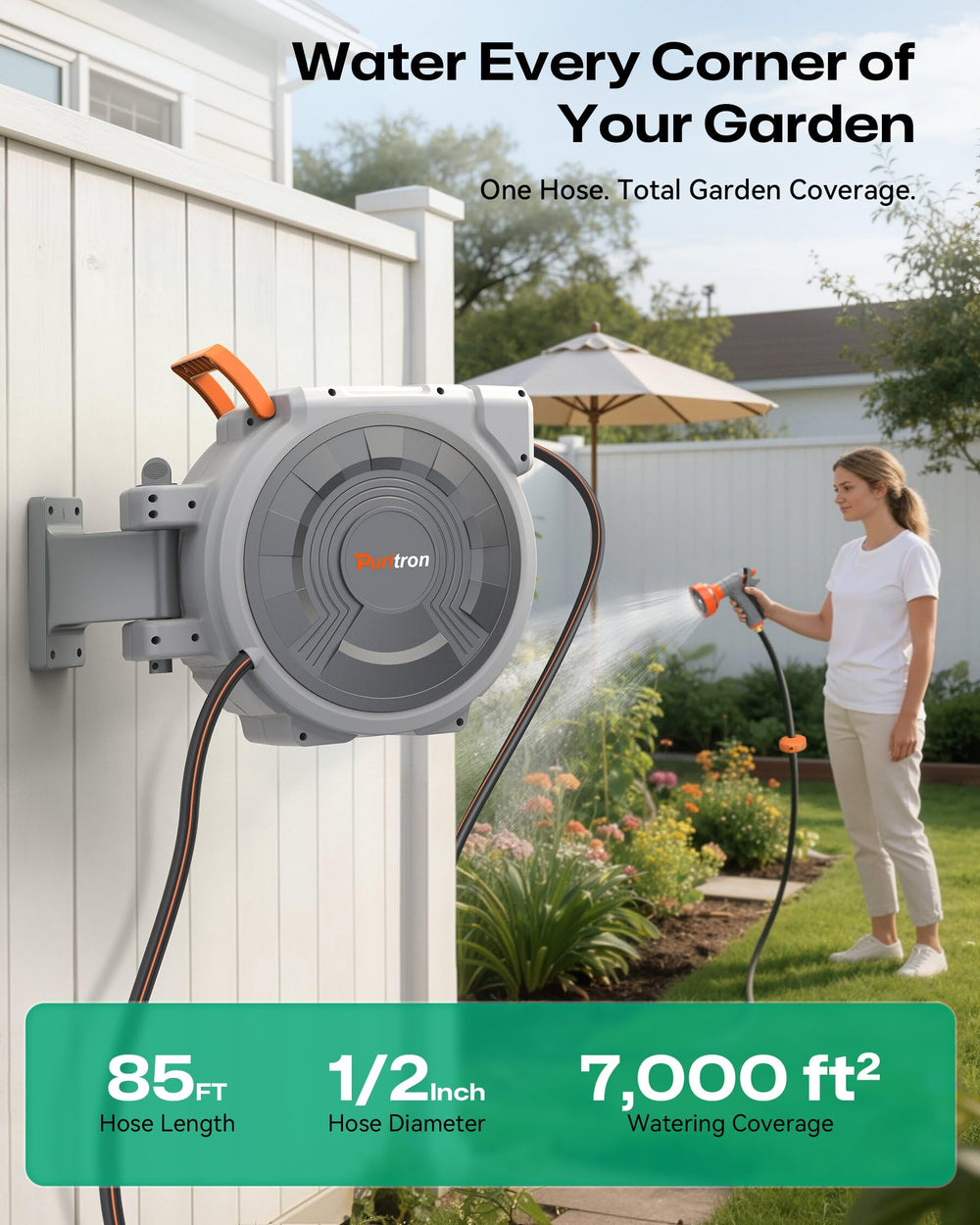 Puritron swivel bracket showing 180° rotation for full coverage benefit